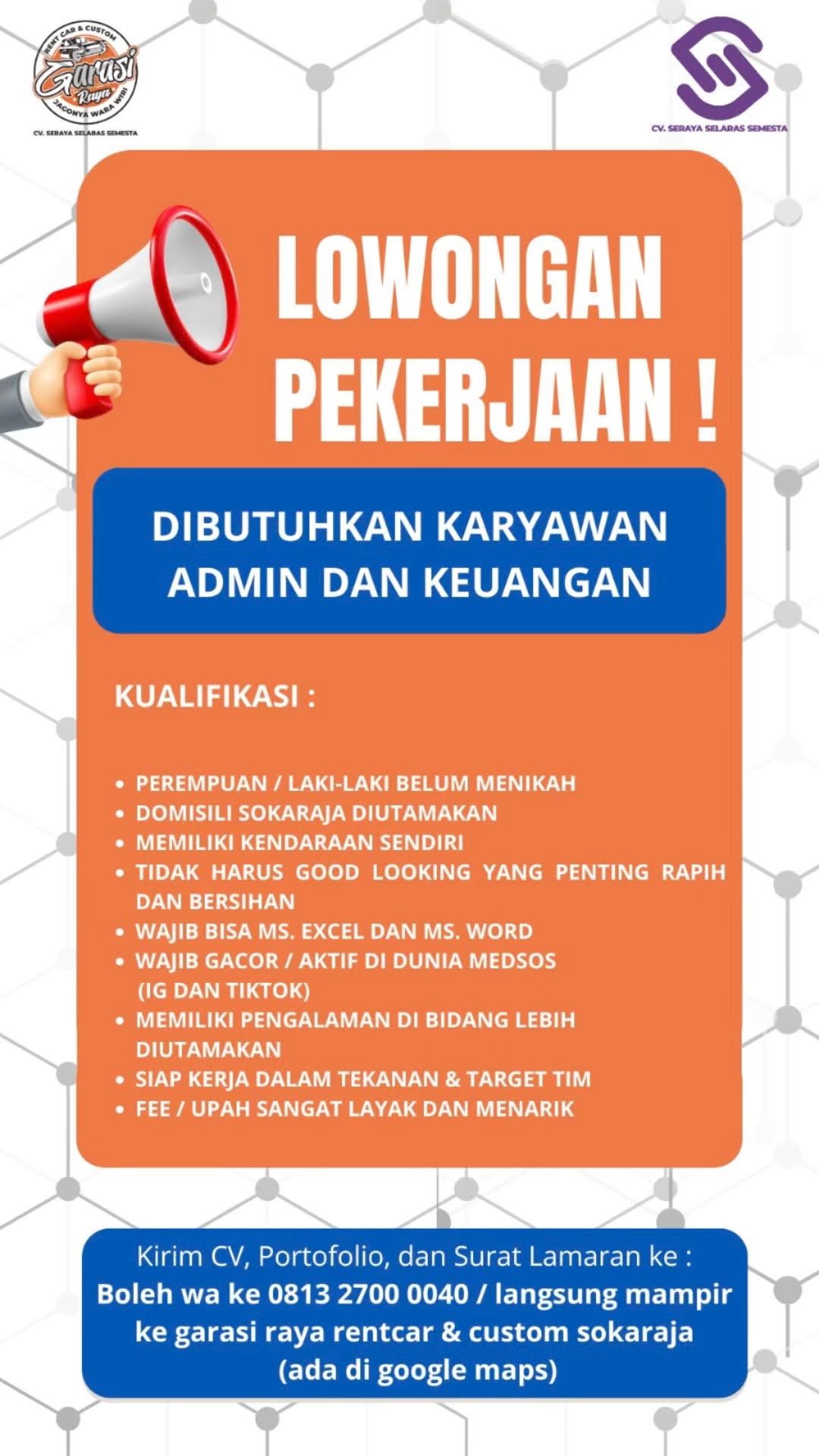 UPDATE LOKER #Lokerpurbalingga #Lokerpurwokerto #lokersokaraja