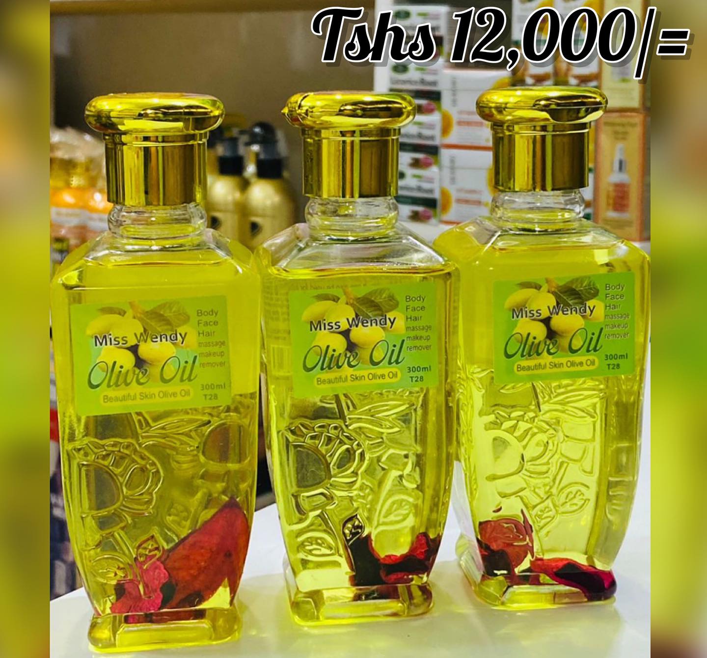MISS WENDY OLIVE OIL
-Tshs 12,000/=
💫Unaweza kutumika kama mafuta ya kawaida ukapaka mwilini au kichwani
💫Pia yanatumika kufanyia massage
💫Pia yanatumika kuondoa make up baada ya kupaka
💫MBEYA MJINI UTALIPIA BAADA YA KULETEWA NA KUPOKEA
-(Mikoani utatumiwa kwa uharaka na uaminifu)
💫☎️-0673324537
