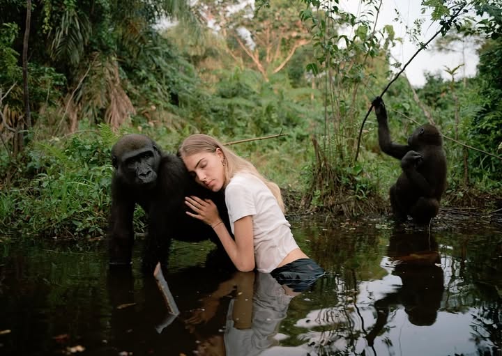 One of my favourite images, in pure, untouched nature with our rewilded gorillas 🦍🌍🌳