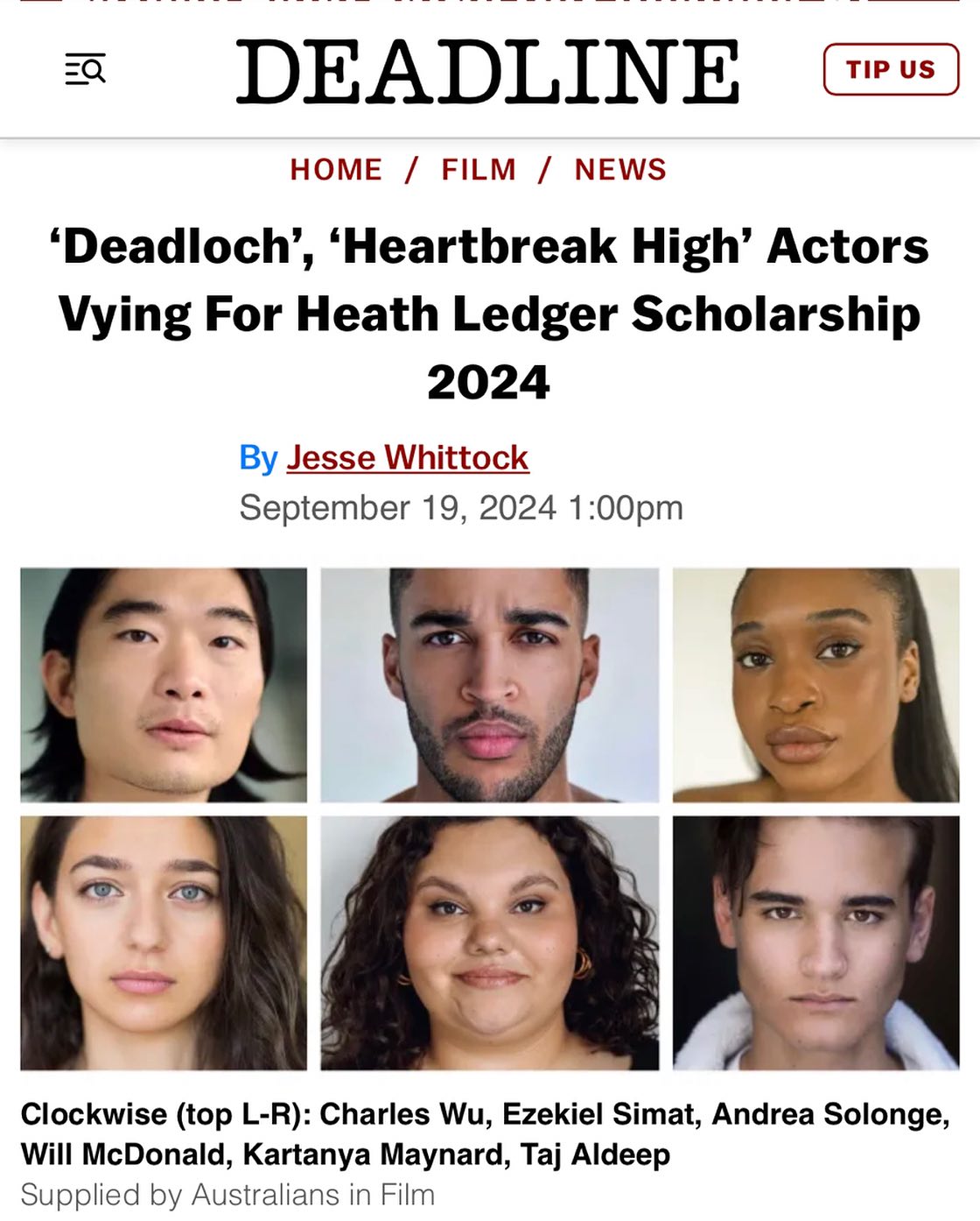Honoured.
Big love and thanks to @australiansinfilm for running such an incredible program & for the judges that select us to be the final few !
More spam to come but suffice to say.. LA, I’ll seeya soon
🥰