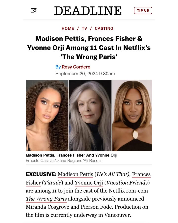 “Are you happy to be in The Wrong Paris?” Oui! 🥹 We’re filming now & this is already one of my favorite movies I’ve done. Thank you @netflix ♥️🍿🤠