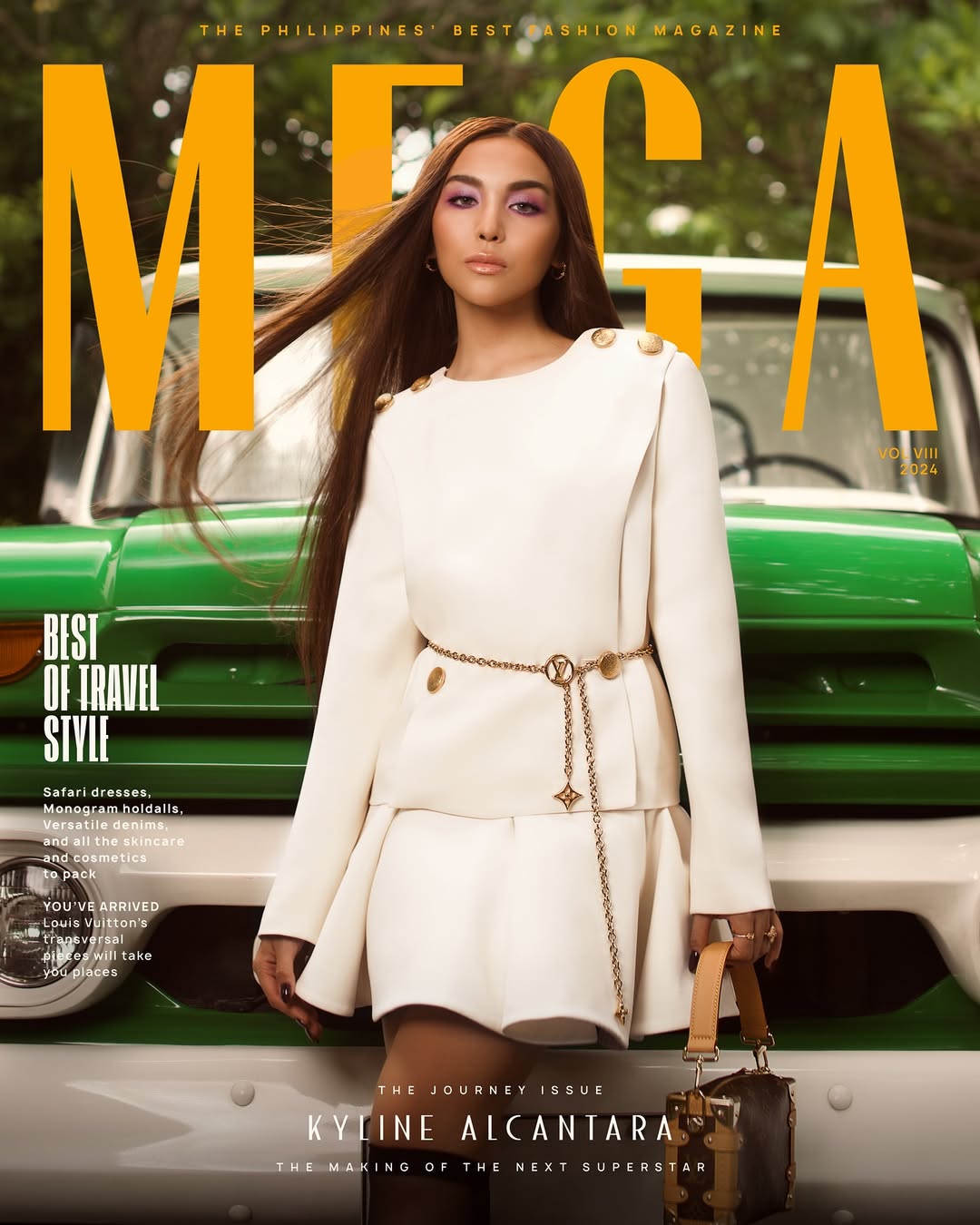 If fashion is how we communicate our story to the world, then personal style is the voice we use to tell it. MEGA’s The Journey Issue for August 2024 explores the many roads our journeys take us—in fashion, beauty, and in life.
Our August cover star #KylineAlcantara is an actress in pursuit of her craft and a rising style setter who is finding her voice in fashion. Get to know her at this point of her journey as she dons transversal, contemporary classic pieces by Louis Vuitton to tell her story her way.
MEGA’s The Journey issue is now available online via the sarisari.shopping website and in-store at major National Bookstore and Fully Booked branches. It is also available at the Sarisari kiosk in Estancia Mall.
Photographed by @misterkodak, Creative Direction by @patricksty, Art Direction @briee.ventura, Assisted by @htcnon, Beauty Direction @agoo_b, Production @jonespalteng, Sittings Editor @peeweeisidro, Styled by @ryujishiomitsu, Makeup by @gelalaurel, Hair by @renzpangilinan, Fashion Assistant @bithia.offline, Editorial Assistant @_angelowang, Styling assistants ERICA TEROL, FED PANEN, RAKI LUCAS, SHELLA LIWANAG, Nails @kukolorette, Photography Assistant LOUBERT ESTRADA, Makeup Artist’s Assistant ANGELICA ESTREBELLA, Hairstylist’s Assistant RANZ PACHECO, written by @karinaswee, MEGA Magazine, August 2024.
Shot on location at @artelano11
Special thanks to MOLLY LASIC of @sparklegmaartistcenter, ERIC PARAS AND RUBY ITAY of @artelano11, ALFRED PEREZ of ALFRED’S MOTOR WORKS CAR RESTORATION, @jeangernavarro of @louisvuitton, and JOHN’S ANTIQUE
#TheJourneyIssue #MakeItBIG #MakeItMEGA