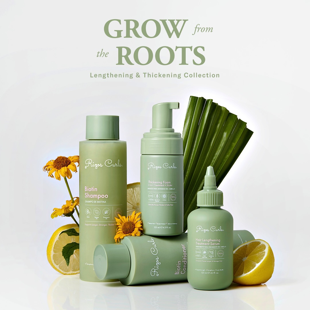 Introducing our NEW #GrowFromTheRoots 4-Step Lengthening and Thickening Collection. 🌿
The collection includes:
-a Biotin Shampoo and Conditioner made with Batana Oil, Rosemary Oil & Biotin PROVEN to reduce breakage and make your hair fuller, shinier, & softer.
-2 Treatments: a Thickening Foam & Lengthening Serum that are CLINICALLY PROVEN to improve hair length & thickness in 90 days!
Shop our NEW collection now on rizoscurls.com and @ultabeauty 💚🌱
#NewLaunch #Biotin #BatanaOil