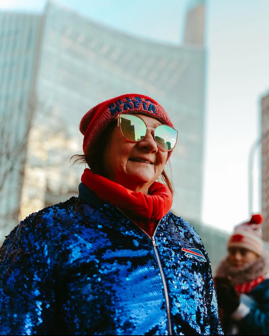 Queen of #BillsMafia my mom aka Bunny ๐ฐ #LetsGoBuffalo! ๐ฆฌ๐โค๏ธ๐ค๐๐ซถ๐ป ๐@todayshow @wgrztv @buffalobills photo credit: @yungpainkiller