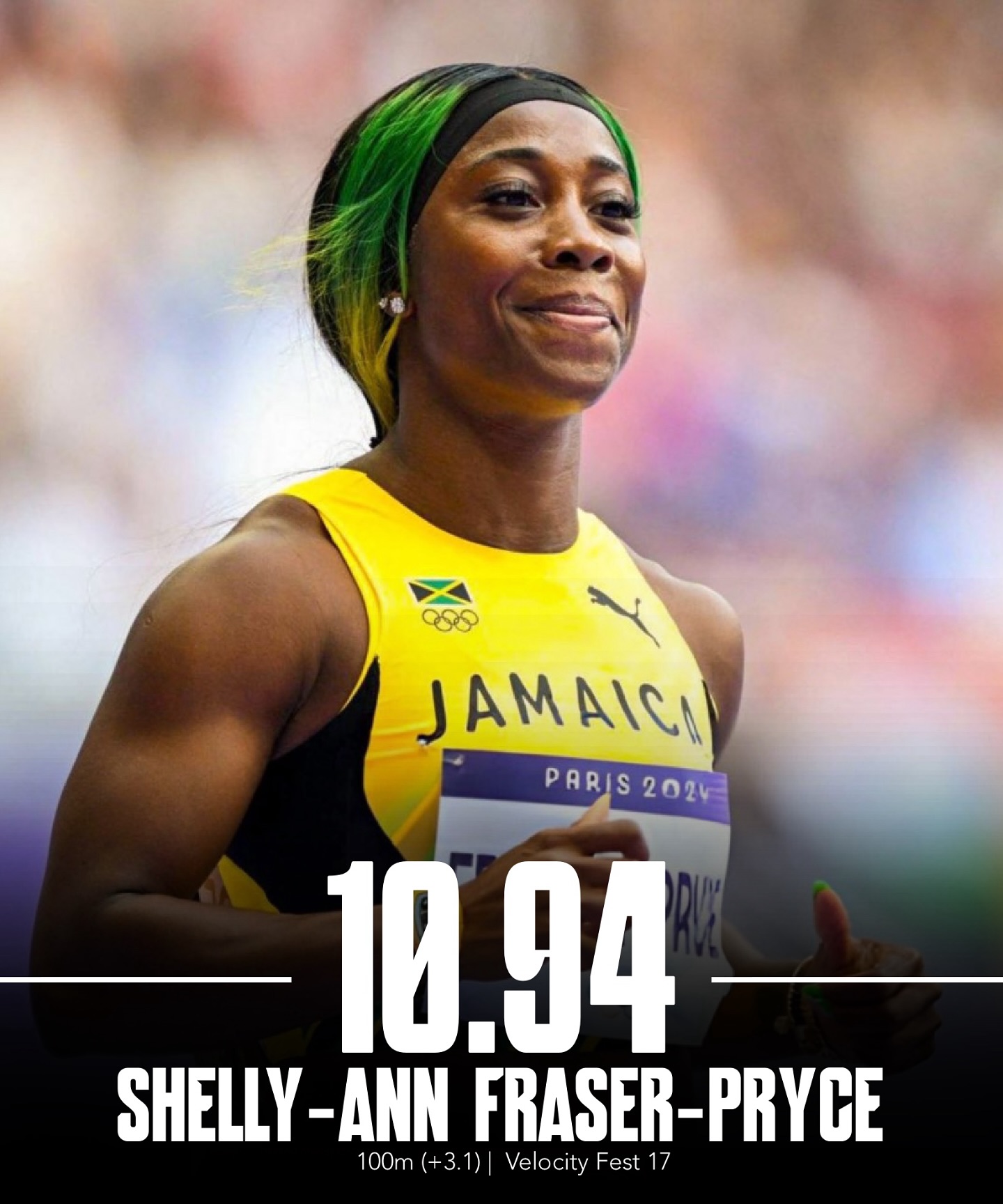 Shelly-Ann Fraser-Pryce opens her season in style! 🇯🇲
The Jamaican sprint queen clocks a blistering 10.94 (+3.1 wind) in her 100m season opener — a powerful statement from the legend herself! 👑
Post by @athletics_eu
#shellyannfraserpryce #jamaica #100m #trackandfield