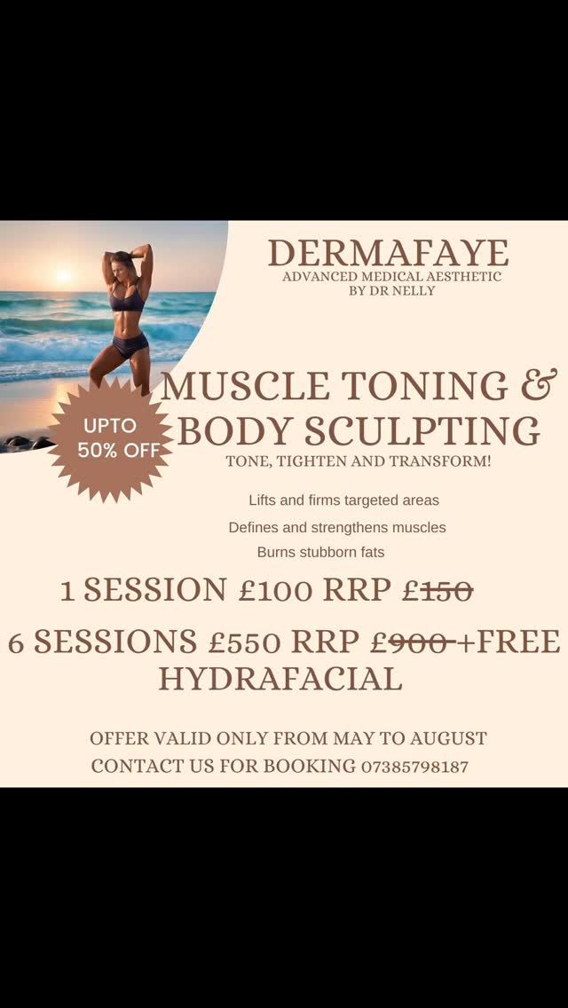 Body Sculpting – Tone, Tighten & Transform!
Achieve a sculpted, toned physique, the revolutionary non-invasive body contouring treatment! Using high-intensity electromagnetic energy (HIFEM), EMSculpt stimulates deep muscle contractions, helping you burn fat, build muscle, and enhance definition—all without surgery or downtime!
✨ Benefits of toning machine :
✔️ Defines and strengthens muscles
✔️ Burns stubborn fat
✔️ Lifts and firms targeted areas
✔️ Non-invasive & pain-free
✔️ Quick 30-minute sessions
Ideal for abs, glutes, thighs, and arms—get visible results in just a few sessions!
📍 Book your consultation today and take the first step toward your dream body! 💪🔥 #aesthetic #aesthetics #skincare #skin #skincaretips #skincareroutine #hairtreatment #acne #acnetreatment #pigmentation #skinrejuvenation #collagen #collagenpeptides #facial #facialtreatment #microneedling #microneedlingbeforeandafter #londoncity #EMSculpt #stubbornfat #fatloss #bodyconturing #muscle #sculpting