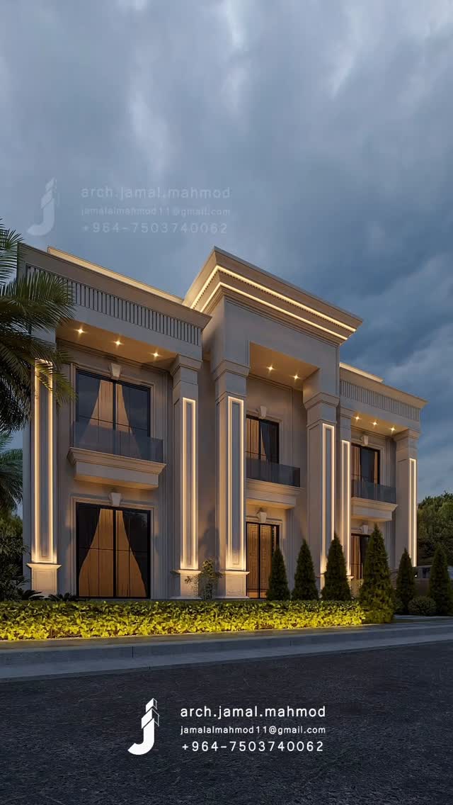 Newclassical villa Exterior Design #Erbil #iraq #syria #aleppo #exterior #villa #qatar #coronarender #3dsmax #house #architect