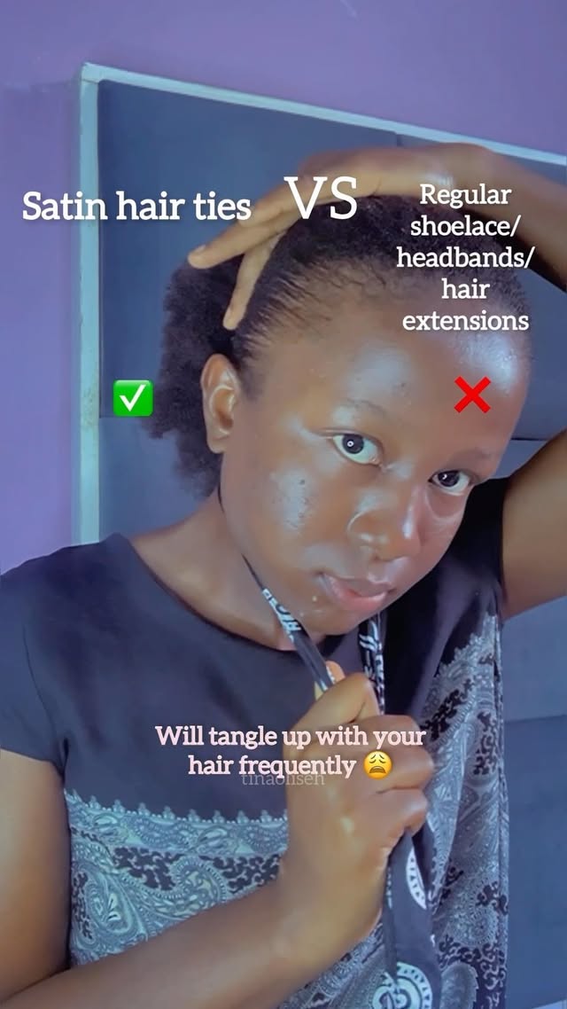 It’s been a long time i stopped using hair bands..shoe lace..crochets, for my pineapples/updo styles
Using this satin strap/tie has been a big game changer for me and i tell you it will be for you too if you try it!!!
I always try as much as possible to look out for the most littlest(if that word exist😅) causes of hairbreakage/pullouts especially on my edges😩
Make sure to opt for a better haircare practice✨🌹
#naturalhaircare #naturalhairtips #naturalhairgrowth