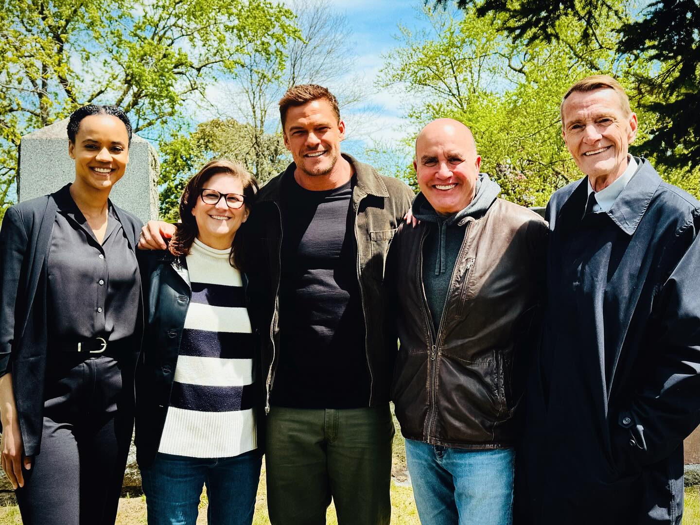 Photo 1: I owe my career to the people standing next to me. Legends… all of them. Stopped by the Neagley set to see my dear friend @mariasten who is absolutely crushing it.
Photo 2: Always a privilege to spend time on an @emjaybassett run set. Was great to meet my wildly talented peers.
Photo 3: Reacher himself, Lee Child. I wish everyone had the good fortune of being best friends for life with this man like we are, because we are best friends and he is adopting me officially soon I think.
Photos 4/5: Back into stunts with Buster, Eric and team. Season 4 is going to be the most intensely physical season yet. My body is ready.
Photo 6: it’s hilarious to me how many racks we’ll go through to find the one or two outfits Reacher wears all season.
Season 4 is right around the corner and dare I say… May be the best season yet?