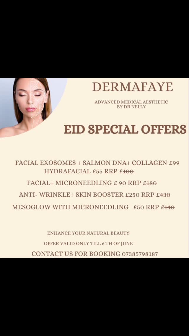 Eid special offers! #aesthetic #skinrejuvenation #salmondna #skincare #skinfade #skintreatment #pigmentation #pigmentationtreatment #rejuvination #aestheticclinic #london #collagen #collagenpeptides #pdrn #polynucleotides #hydrofacial