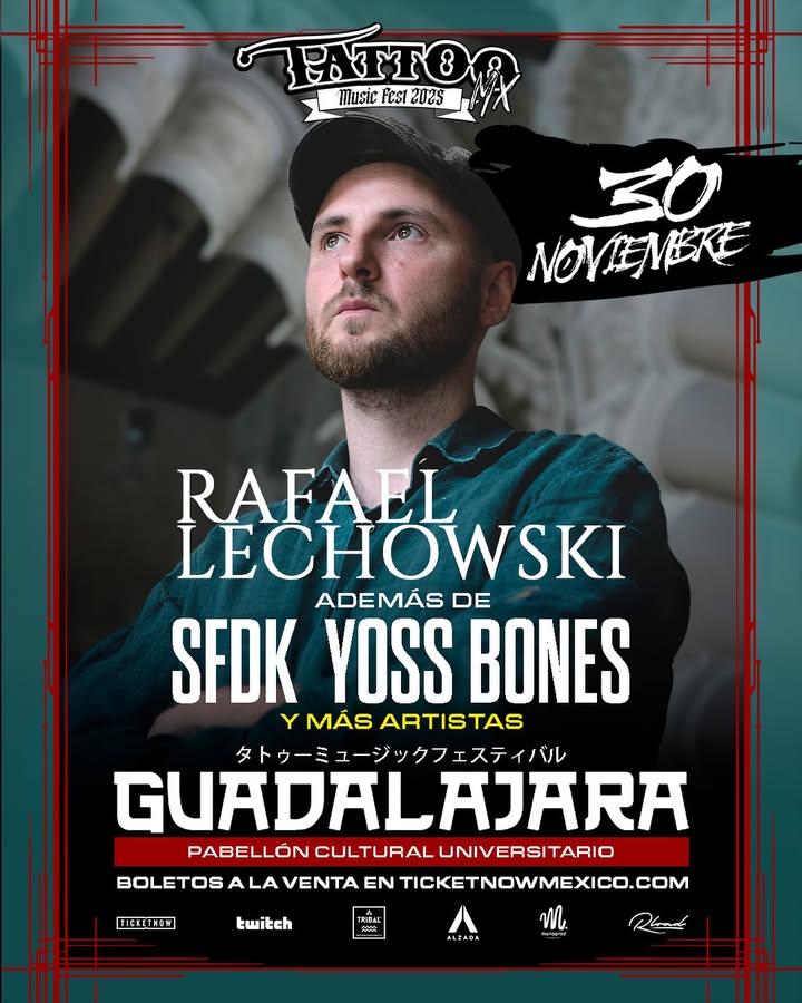 Segundo anuncio del día!
@rlechowskioficial este domingo 30 de noviembre en el Tattoo Music Fest 2025
Junto a @sfdkoficial @yossbones @elgransilencio reventarán el escenario el segundo día del #tattoomusicfestmx2025
Compra tus boletos en @ticketnowmexico
https://eventos.ticketnowmexico.com/ordertickets.asp?p=2305