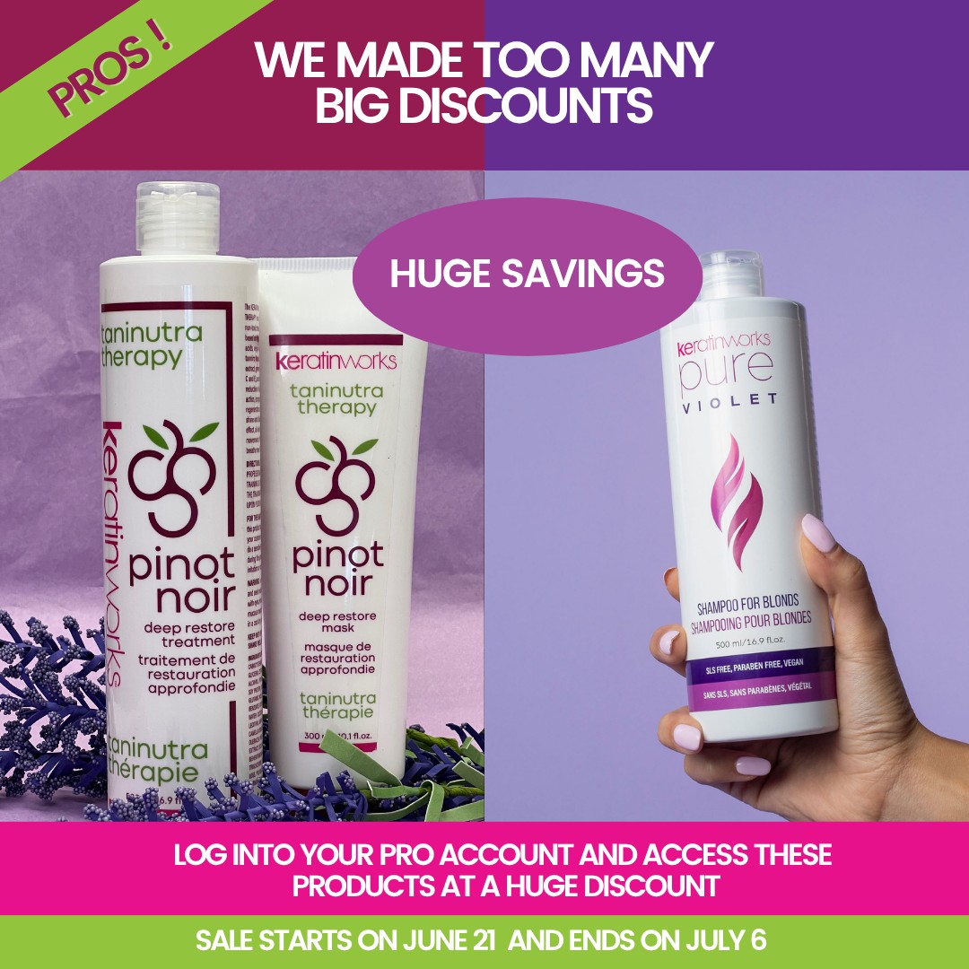 🎉 WE MADE TOO MANY = YOUR BIG CHANCE TO SAVE! 🎉
🔥 For our amazing PROS — our **Pinot Noir Taninutra Therapy** line + **Pure Violet Shampoo** are on MEGA SALE 💰✨
➡️ Just log in to your pro account to unlock silky results at unbeatable prices Use PROVIOLET25OFF for the Violet Shampoo discount (pros only) and the Pinot Products are already discounted at checkout.🧖♀️💼
💜 Not a pro? No worries! You still get the glow!
🛍️ Get **35% OFF** our *Pinot Noir Restore Mask* + *Pure Violet Shampoo* with code **TOOMANY35OFF** at checkout.
📅 Sale runs **June 21–July 6** or until we sell out… and we just might! 💨
✨ Clean hair care. Silky results. No harsh chemicals. ✨
\#HairSale #ProStylistDeals #HairTransformation #PinotNoirHair #Keratinworks #HairCareSale #BlondeHairCare #VioletShampoo #NoMoreBrass #CleanBeauty #HairMask #SalonResultsAtHome #HairCareRoutine #HealthyHairJourney #SLSFree #ParabenFree #HairStylistApproved #VeganHairCare #SilkyHairGoals #FrizzFreeHair #LuxuryHairCare #KeratinTreatment #SmoothHairSolutions #TooManyMadeSale #HairProfessionals #NonToxicHairCare 💜💇♀️🛒