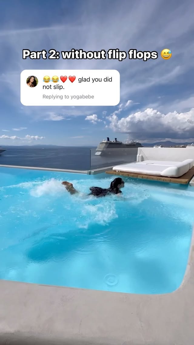 vs. reality 😂📍@cavotagoomykonos
To all those saying they can’t believe I didn’t slip with the flip flops on, here’s the behind the scenes without them on 😅
🎥 @nicktheonly
🏃🏻♀️ @melissa
#mykonos #greece #luxury #europe #run #holiday #vacation