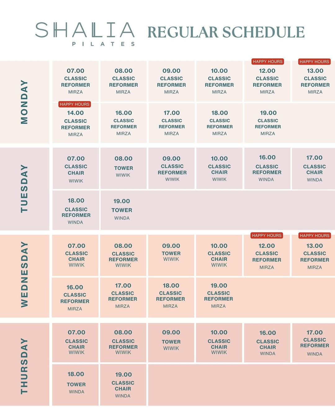 Check on it! @shaliapilatesofficial
Keep @shaliapilatesofficial Regular Schedule in your calendar! 😉
Secure your spot early for your favorite classes and times.
@shaliapilatesofficial ready to welcome you.
Book via WhatsApp: 0812-444-700 💪