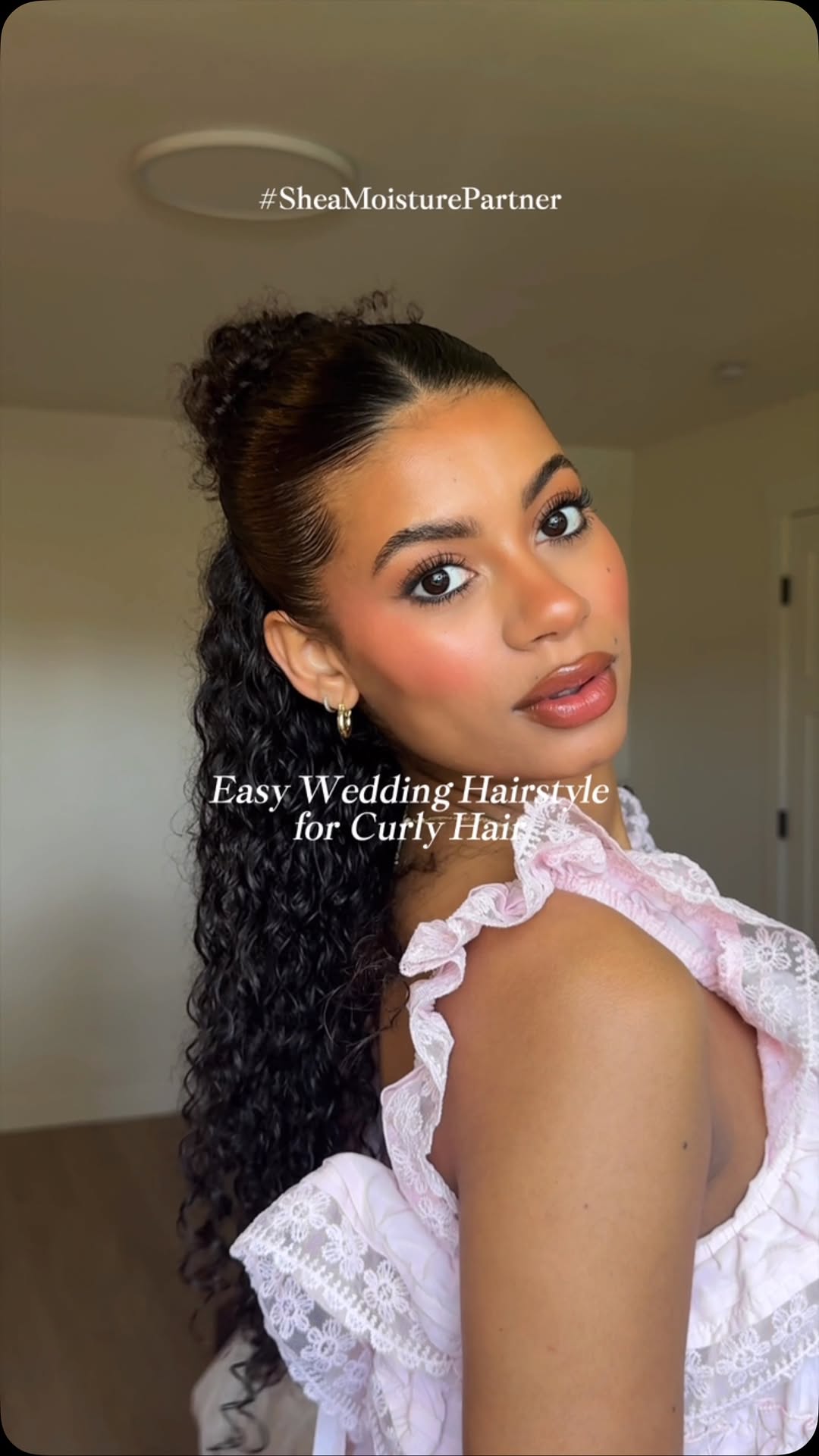 Easy wedding curly hairstyle using @sheamoisture Coconut and Hibiscus Smoothing shine oil🌸#SheaMoisturePartner #SheaHair #weddinghairstyle #curlyhairstyles #curlyhairinspo #hairtutorial
