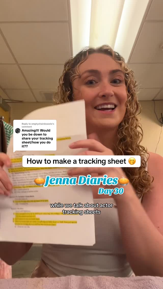 Day 30. Time is flying!! We close the show this week 😭. But for now: class is in session, students. Let’s go over actor tracking sheets!! You taking notes?? 👏🏻
.
#jennadiaries #waitressthemusical #sugarbutterflour #musicaltheatre #actor @hangartheatre