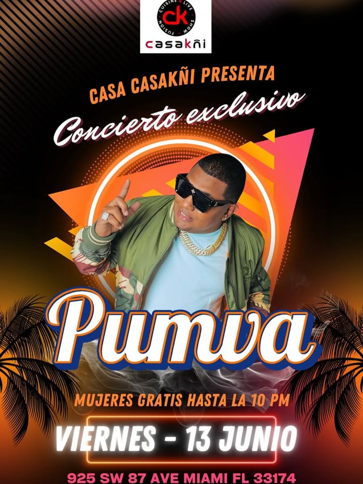 Viernes 13 de junio gran concierto en miami @casa_kni @casaknirestaurant @pumvaofficial