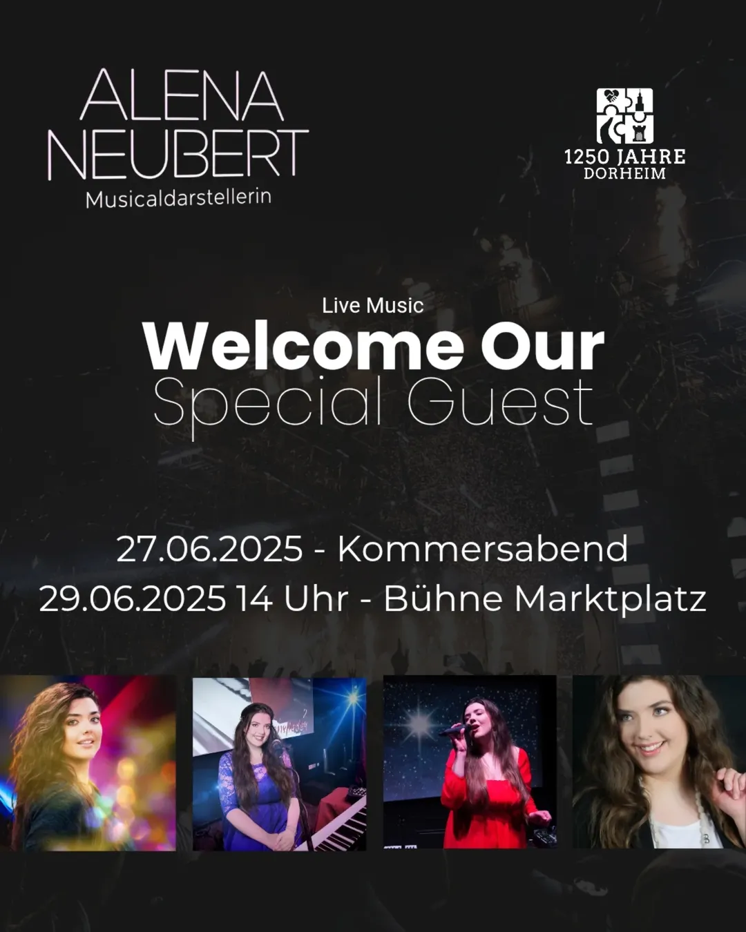 🎤✨ Zweimal Gänsehaut – Alena Neubert live!
Freut euch auf echte Emotionen, eine starke Stimme und ganz viel Gefühl:
🗓️ Freitag beim Kommersabend (Anmeldung erforderlich)
🗓️ Sonntag um 14 Uhr auf der Hauptbühne
Mit ihrer einzigartigen Mischung aus Pop, Gefühl und Persönlichkeit berührt Alena Neubert nicht nur die Ohren, sondern auch die Herzen 💛💫
Ob leise Ballade oder mitreißender Ohrwurm – das wird magisch! ✨🎶
Kommt vorbei, spürt die Musik und lasst euch von ihrer Stimme verzaubern! 🥰🎵