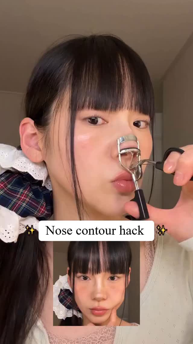 Nose contour hack with eyelash curler✨