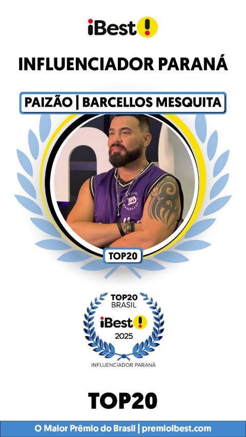 Família, conseguimos! 🙌
Fui classificado no TOP 20 Influenciadores do Paraná pelo @premioibest! Que honra estar entre tantos nomes incríveis, e tudo isso graças a vocês que votaram e me colocaram aqui! 💙
Mas a caminhada ainda não acabou! 👊
Ainda tô na disputa nas categorias Streamer e Gamer Influenciador, e tô colado pra entrar no Top 20 dessas também. Então se você ainda não votou hoje, bora fortalecer! Cada voto faz a diferença demais.
#TeamBarcellos sempre fazendo história. 🚀