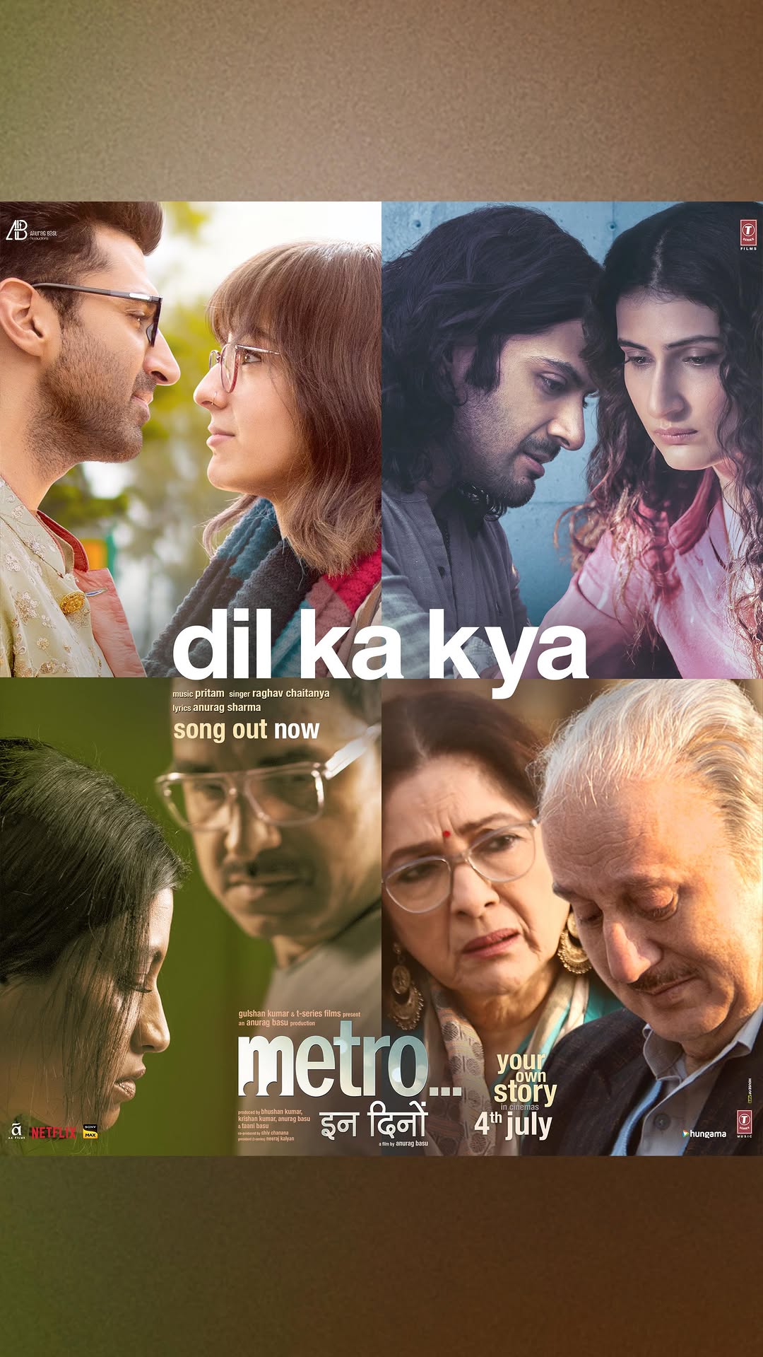 Heartbreak — just one of the many emotions in #MetroInDino.
#DilKaKya is here! A rock ballad for the broken heart 🎶
‘Metro...इन दिनों’ watch your own story in cinemas 4th July ♥️
@saraalikhan95 @anupampkher @neena_gupta @pankajtripathi @konkona @alifazal9 @fatimasanashaikh @anuragbasuofficial @ipritamofficial @raghavchaitanya @anurag.sharma_official #BhushanKumar #KrishanKumar @tseriesfilms @tseries.official @shivchanana @neerajkalyan24 @anuragbasuproductions @aafilms.official @tanibasu