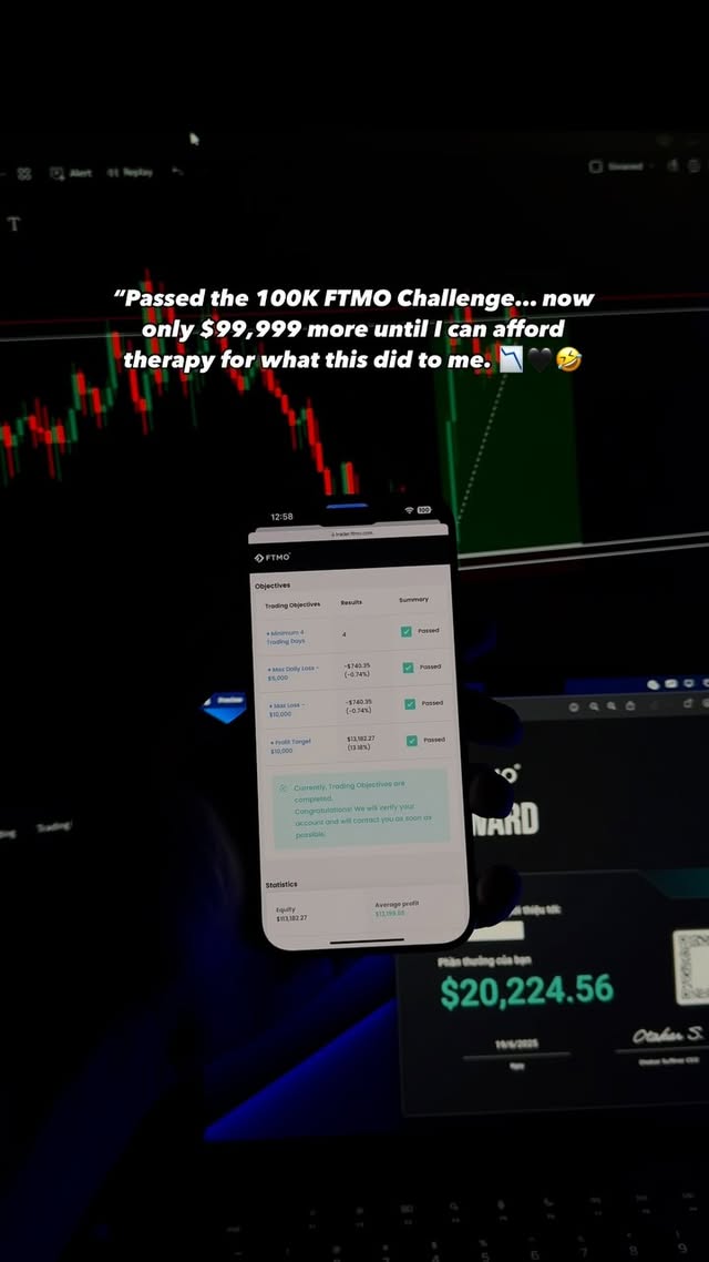Another milestone unlocked — passed the 100K FTMO Challenge. Grateful for the lessons and growth. Onward to the next phase. 🙌📉📈
-
-
-
#ftmo #traderlife #forexmarket #forexfunded #fundednext #forex #trading #trader