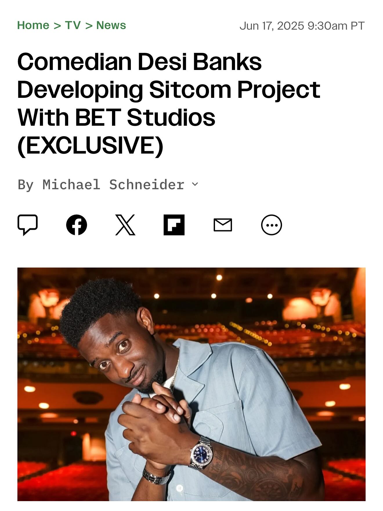 It’s really happening… a Desi Banks Sitcom! 🙌🏾
First and foremost, thank you God. 🙏🏾 Thank you to my Day One supporters who’ve been rocking with me since 2012—back when we had vision after vision, even if the timing wasn’t always right. The journey has been full of highs and lows, but through it all, God gave me the strength to stay grounded, keep going, and continue walking in my purpose.
I’m so grateful to be here… elevating, growing, and shining a light in this world through what I love to do. Thank you @BET for believing in me and giving me and @champwroteit the opportunity to walk into that room and pitch something special. That moment changed everything.
@hueyfreemansuncle , @coachk44 , @chrishicks_ —thank you for every conversation, every strategy session, and every ounce of belief. You helped align the pieces that opened the door to this dream. @michaelc0llins_ and O, thank you for standing by me, reminding me of who I am and what I carry. Your presence means everything.
This is just the beginning of something new—and I can’t wait for y’all to experience it. Let’s go make history. Let’s be legendary. Keep supporting, keep rocking with me. Everything I do is rooted in love—for my craft, my people, and the purpose God placed in me.
I was born inspired by the legends who paved the way… and now, I pray to become one of them. From the phone screen to the TV screen—this is for all of us.
Love4L ❤️
– Desi