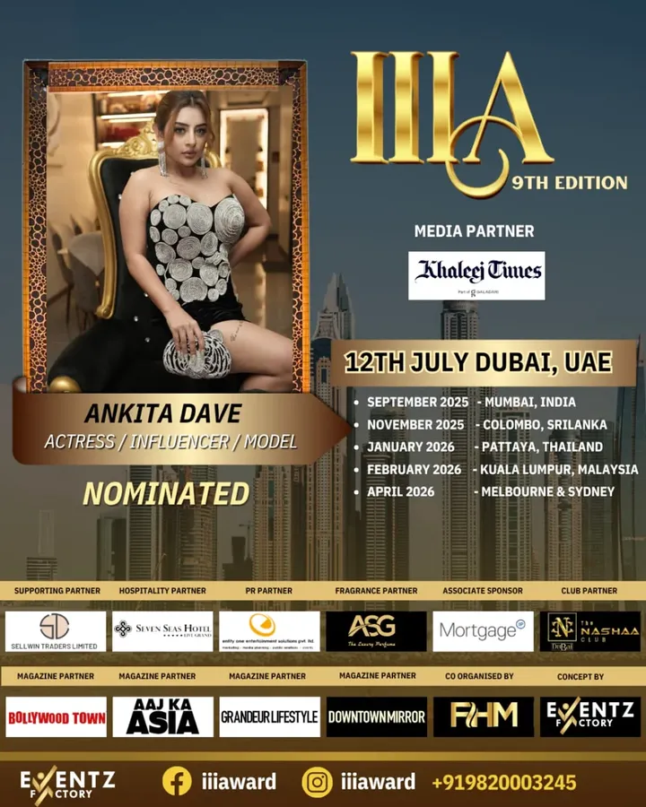 IIIA - 9th EDITION
INDIA INTERNATIONAL INFLUENCER AWARDS 2025
12th JULY 2025 - DUBAI, UAE
IF YOU THINK YOU ARE DOING AN OUTSTANDING WORK IN YOUR FIELD, THEN DONT MISS THE CHANCE TO BE RECOGNISED ON AN INTERNATIONAL PLATFORM.
DON'T MISS !
REGISTER NOW ! NOMINATION OPEN !!
AWARDS IN MULTIPLE CATEGORIES
INVITING SPONSORS TO PARTNER / ASSOCIATE
Concept by EVENTZ FACTORY
+919820003245
#iiia #iiiaward #iiiawards #india #international #influencer #award #awards #dubai🇦🇪 #abudhabi #uae #dubai #dubailuxury #dubailife #event #arab #awardshow #influencer #blogger #creator #bollywood #business #brands #kunalthakkar #eventzfactory #sponsor #sponsorship #entrepreneur #arabic #celebrity