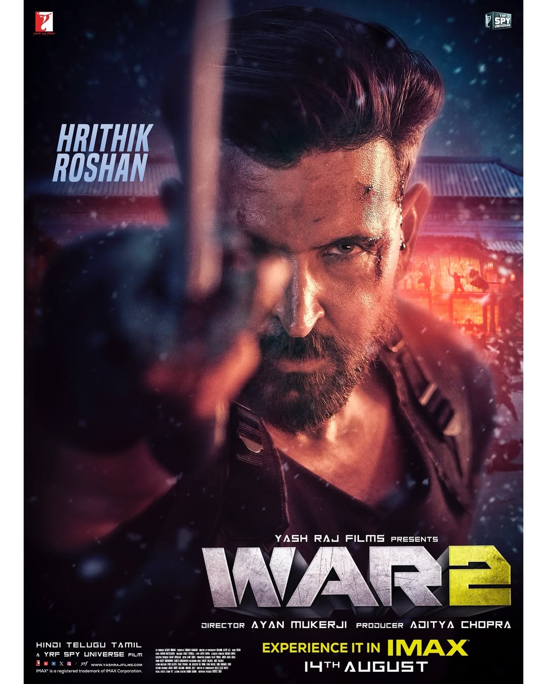 Bet you haven’t ever seen a WAR like this!
Let’s count it down #50DaysToWar2 … Releasing in Hindi, Telugu & Tamil on August 14th in cinemas worldwide! @hrithikroshan | @kiaraaliaadvani | @ayan_mukerji | #War2 | #YRFSpyUniverse | @yrf