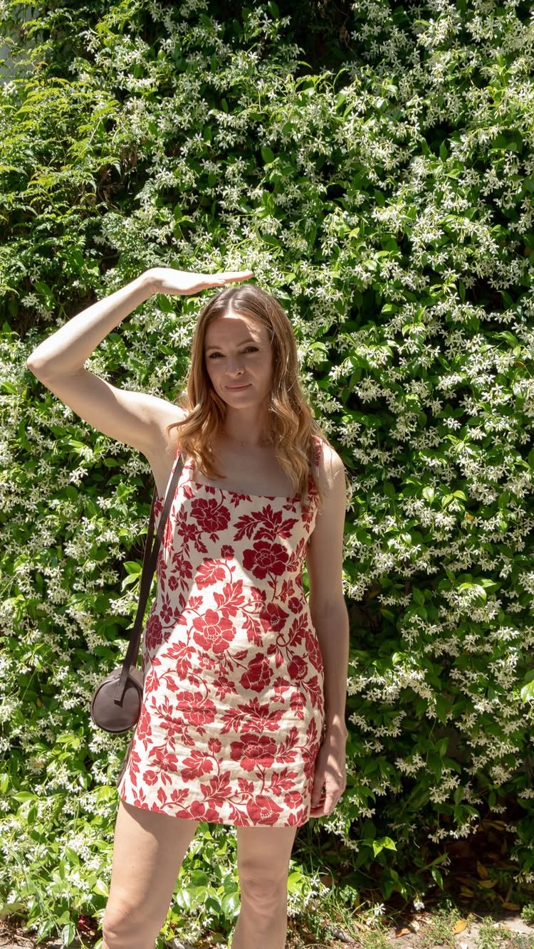 keeping accessories simple when wearing a bright floral print.