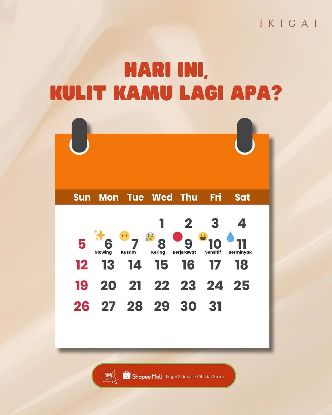 ๐
Kulit kita berubah-ubah tiap hari, dan itu wajar!
Yuk cek kondisi kulitmu hari ini: Glowing, kusam, berminyak, atau sensitif?
Apapun kondisi kulitmu, kamu tetap butuh perawatan yang tepat.
Drop emoji kondisi kulitmu hari ini di kolom komentar ya! ๐ง
#KalenderSkinCheck #KenaliKulitmu