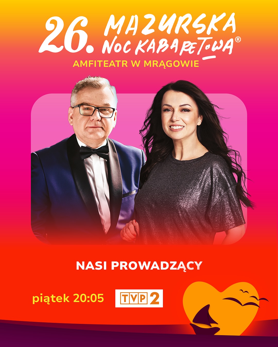 Już w piątek o 20:05 w TVP2 26. @mazurska_noc_kabaretowa #naŻywo prosto z Mrągowa 🌞🌊
Z kim się widzimy? 🔥