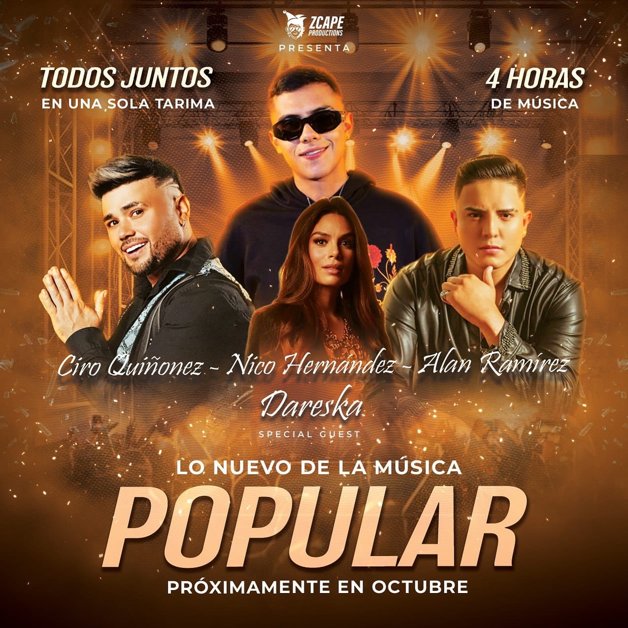 EL CONCIERTO DEL AÑO! 🎵🔥
¡Todos juntos en una sola tarima! 🤩
Ciro Quiñones, Alan Ramírez, Nico Hernández y Dareska, lo nuevo de la música popular en Estados Unidos 🇺🇸
¡No te pierdas este evento épico! 🎉
Próximamente en octubre... ¡Estén atentos!
📅 #ConciertoDelAño #MúsicaPopular #EstadosUnidos