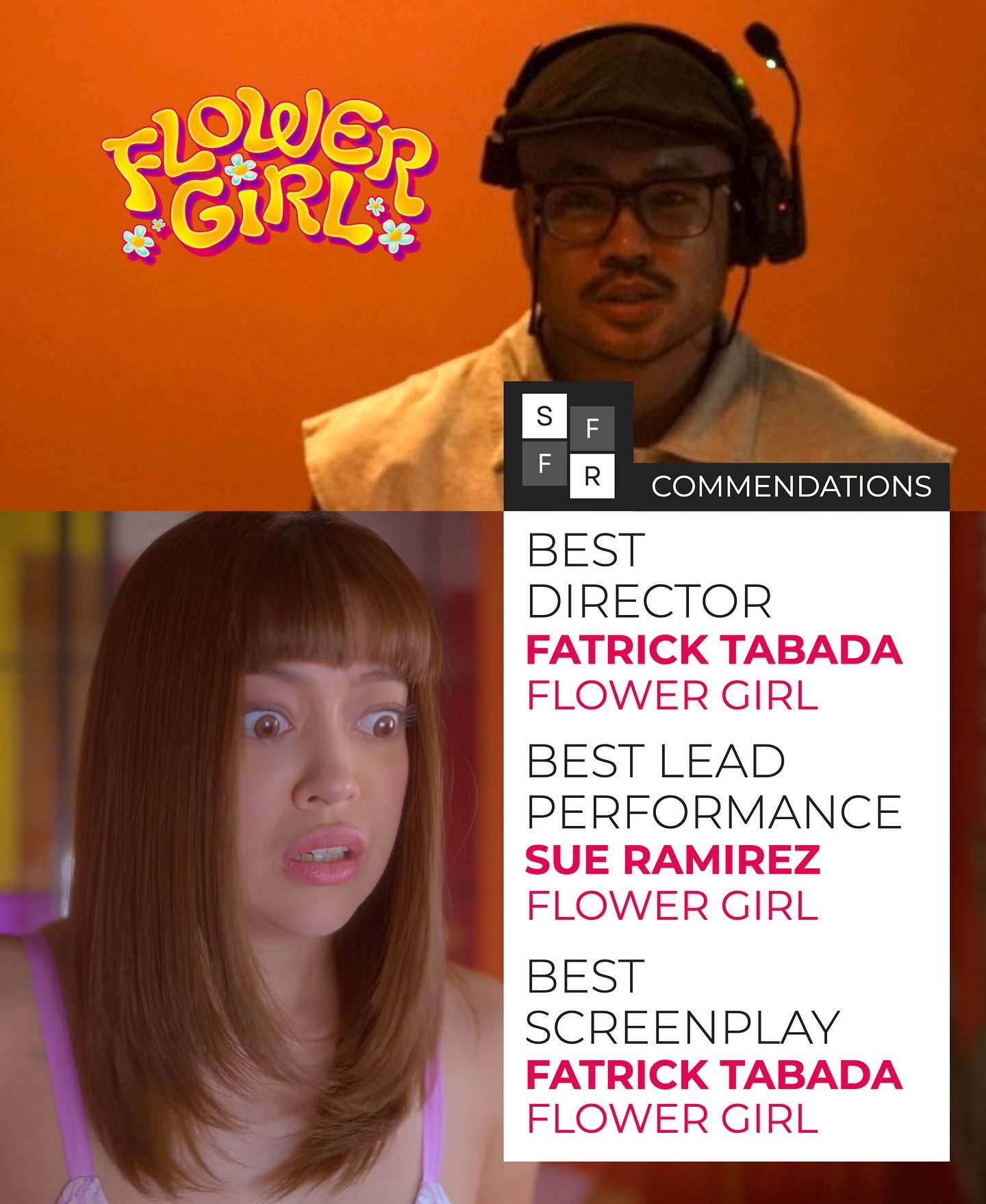 𝓕𝓵𝓸𝔀𝓮𝓻 𝓖𝓲𝓻𝓵 gets commendations from the Society of Filipino Film Reviewers for the second quarter of 2025!
Best Director
FATRICK TABADA
Flower Girl
Best Lead Performance
SUE RAMIREZ
Flower Girl
Best Screenplay
FATRICK TABADA
Flower Girl
Thank you @sffrpinoyrebyu!
—
NYC, don’t miss the screening of 𝓕𝓵𝓸𝔀𝓮𝓻 𝓖𝓲𝓻𝓵 as NEW YORK ASIAN FILM FESTIVAL’S CLOSING FILM!
Director Fatrick Tabada and Sue Ramirez are set to attend the screening with Q&A on July 27, 8:30 PM EDT at the SVA Theatre in West 23rd.
Get your tickets now: http://tiny.cc/FlowerGirl-NYAFF