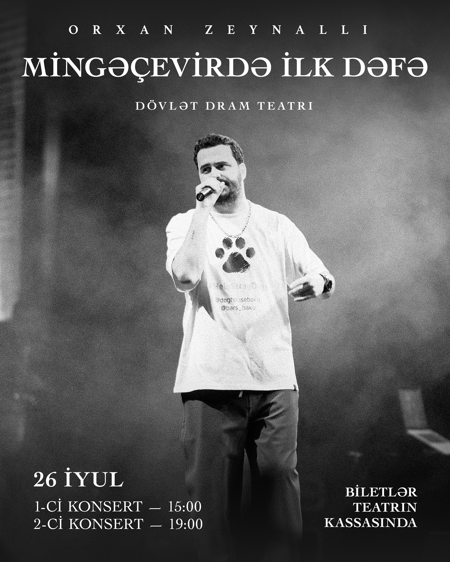 Əziz Mingəçevir! 2 həftəyə görüşürük. 1 gündə 2 konsertlə qarşınızdayıq. Biletlər dram teatrın kassasında satışdadır!