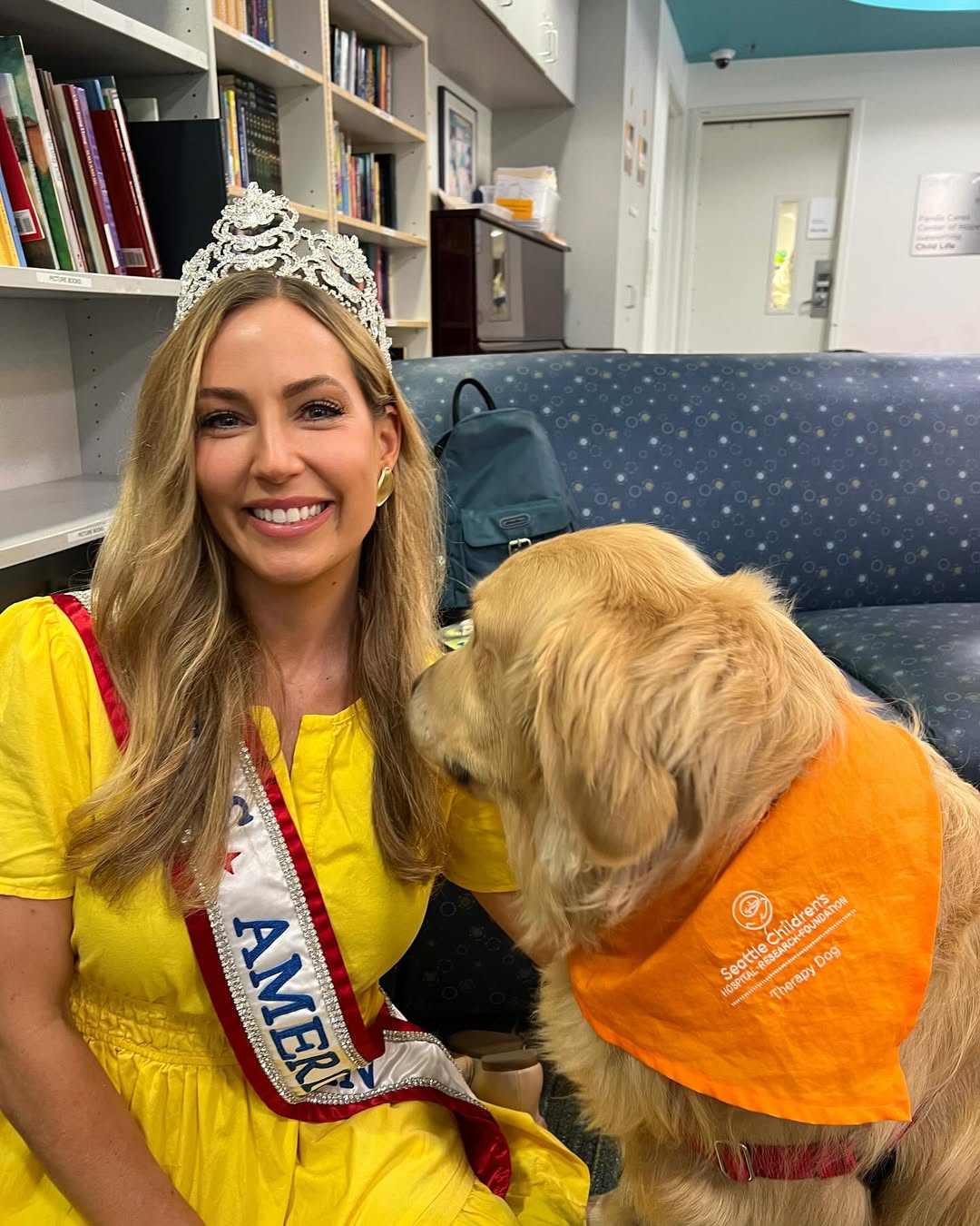 Thank you @seattlechildrens for your tireless service 💛 Crafting, story time and the cutest therapy dog, Harry Pawter!