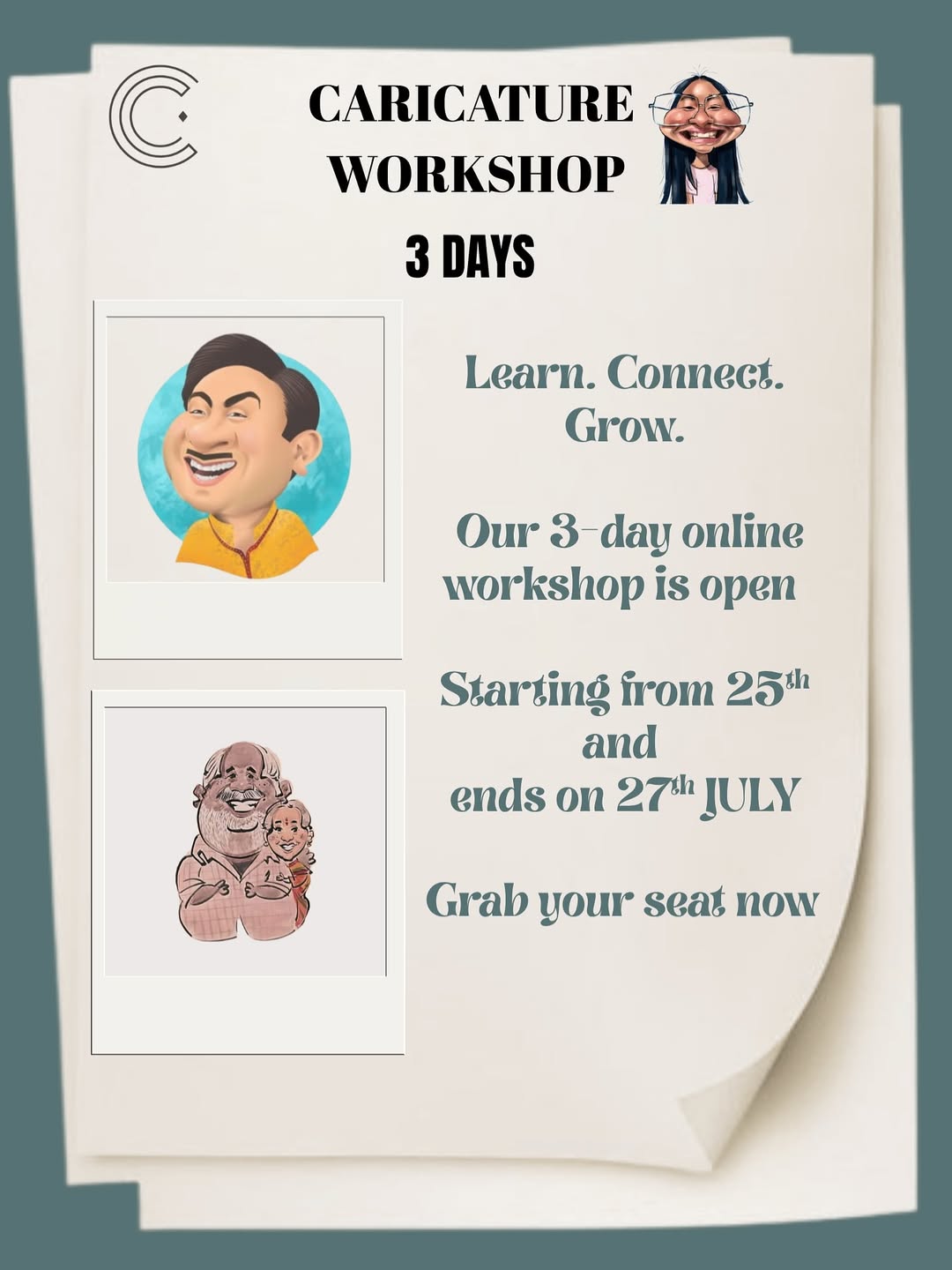 The wait is finally over!
We’re going live for the first time ever with our Online Caricature Workshop and you don’t want to miss it! 🎨
3 days. Endless creativity. Loads of fun.
Whether you’re a beginner or an art lover, this workshop is made just for you.
🎟️ Limited seats available.
Tap the Google Form link in our bio or check the highlights to register now.
Email for workshop updates or anything related to that - collabccc15@gmail.com
contact for Live caricature event all over India *+91 83695 94271*
Live caricature at event, call team caricature artist if you want to make your event more lively and fun.
We mainly participate in events in Mumbai and all over india #makemorelaugh #party #birthdayparty #returngift #corporateevents #cartoon #caricatures #livecaricature #eventplanner #weddingplanner #wedding #events #partyplanner #eventplanning #party #birthday #eventdecor #eventdesign #couplelove #weddings #eventmanagement #birthdayparty #babyshower #weddingdecor #eventorganizer
#weddinginspiration #bride #creativecaricatureclub #weddinggift #bestcaricatureartist #indiancaricatureartist
#weddingentertainment