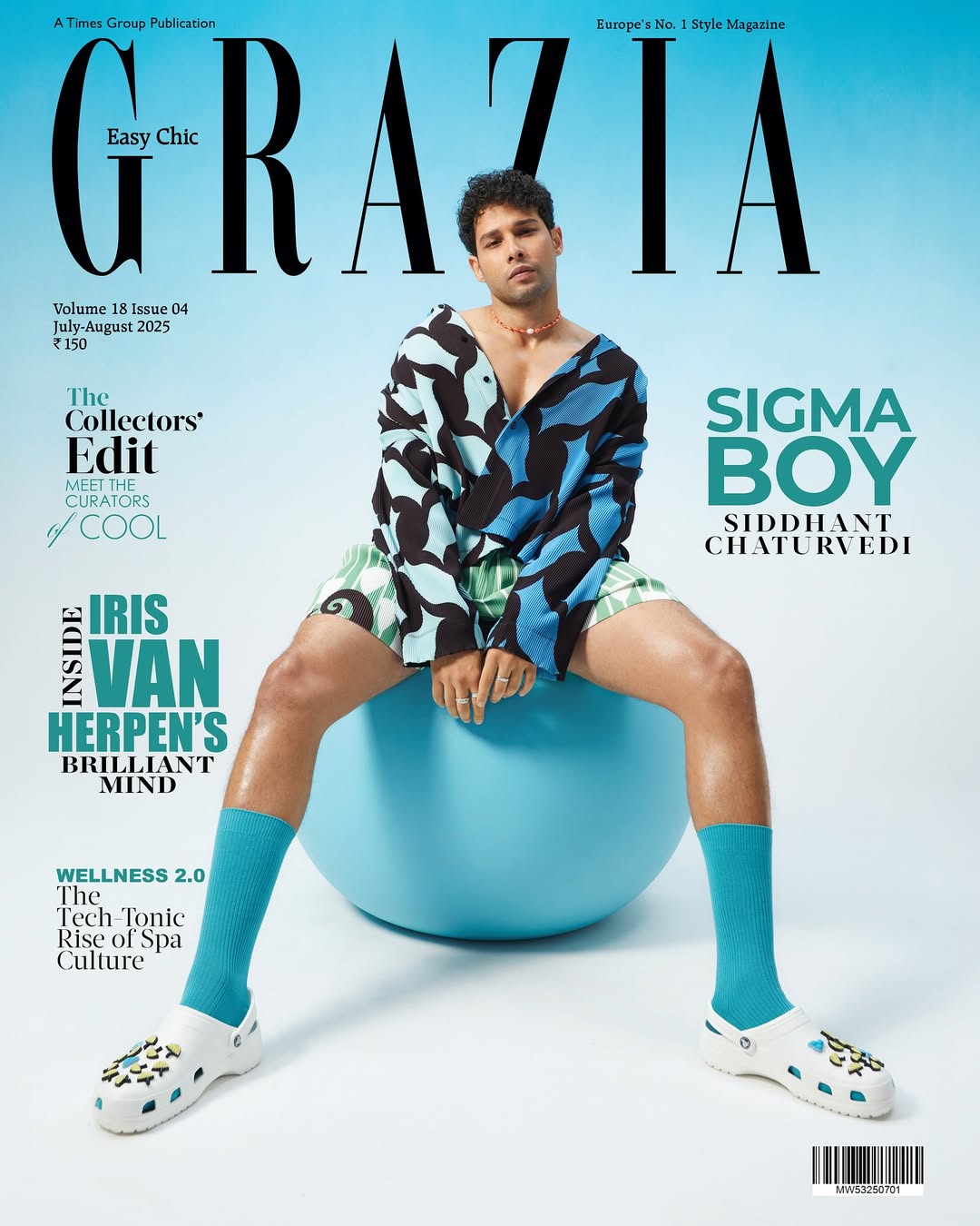 From small-town dreams to big screen depth, Siddhant Chaturvedi opens up about evolution, inspiration, peace of mind, and his toughest role yet.
This July, we take a deep dive into the lives of cultural tastemakers who are building personal museums, and get a glimpse into the brilliant mind of fashion designer Iris van Herpen, who recently opened her first solo exhibition in Asia. While at it, we also explore cutting-edge spa treatments that are entering wellness tourism in India. Additionally, there’s also the ultimate travel guide for Rome during the Jubilee Year, making this issue your perfect mid-year read to stay ahead of the curve.
Siddhant is wearing a micro pleated shirt, shorts, both @shivanandnarresh; coral necklace, @studioloveletter; rings, all @ishhaara; Classic Clog White with Monsoon Edition Jibbitz™️ charms, @crocsindia
Editor-in-chief: @mehernaazdhondy
Photograph: @keegancrasto @publicbutterindia
Fashion Director: @pashamalwani
Words: @fourandahalftoes
Hair: @aaroragautam
Make-up: @hinaldattani
Styling Assistant: @shriyakirdat, @vedicavora
Artist Reputation Management: @idhyahmedia
#GraziaIndia #SiddhantChaturvedi #Siddhant #JulyCover #2025 #2025Cover #MonsoonWithCrocs #YourCrocsYourSplash #StyleWithCrocs @crocsindia