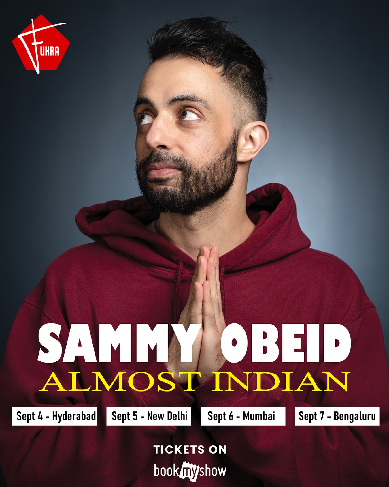 🎤 Sammy Obeid (@sammyobeid ) is finally coming to India! 🇮🇳
From Netflix to late night — now live on stage across 4 cities:
📍 Sept 4 – @thecomedytheatrehyderabad
📍 Sept 5 – Ghalib Auditorium, New Delhi
📍 Sept 6 – Mysore Hall, Mumbai
📍 Sept 7 – Alliance Francaise, Bangalore
Smart. Hilarious. Unfiltered.
⚠️ Tickets are flying — grab yours before they’re gone!
🎟️ On @bookmyshowin
Brought to you by @fukra_ent
.
.
.
.
#StayFukra #FukraComedy #SammyObeid #SammyObeidLive #DebutIndiaTour #Standup #StandupComedy @ashwynsingh #Hyderbad #Delhi #Mumbai #Bangalore