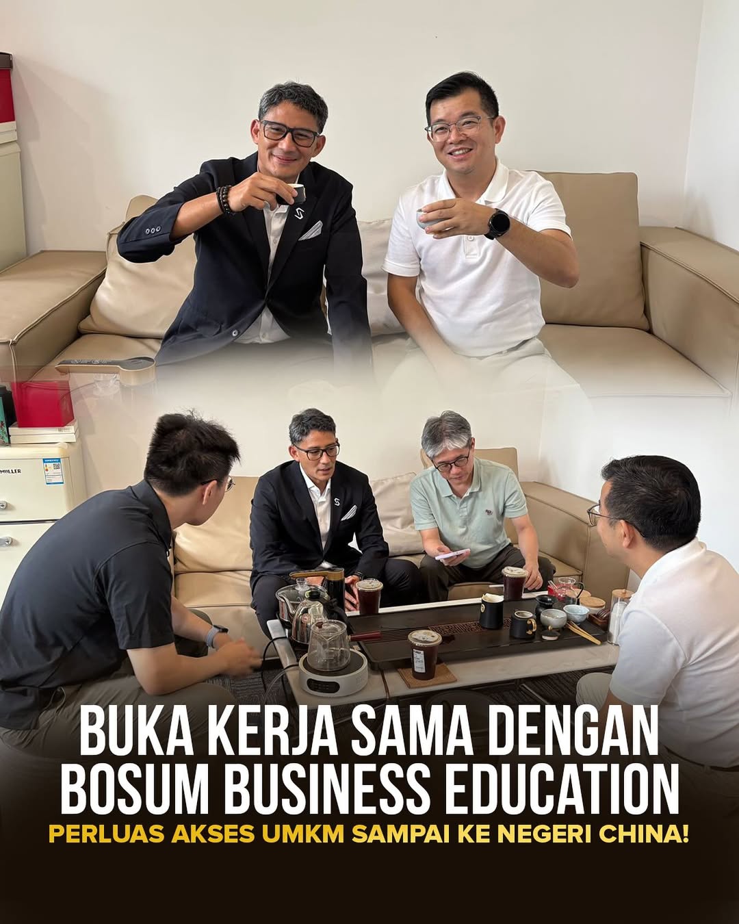 Di kunjungan saya ke Beijing, Tiongkok, kali ini saya bertemu dengan Mr. Zhao di kantor Bosum Business Education. Bosum Business Education ini adalah institusi pendidikan asal Tiongkok yang fokus pada usaha kecil dan menengah melalui program pendidikan dan pelatihan.
Kami banyak membahas potensi kolaborasi pendidikan manajemen, investasi, sampai peluang business matching antara Indonesia dan Tiongkok.
Saya yakin, agar UMKM Indonesia bisa tumbuh dan berkelanjutan, kita perlu memperluas akses ke mitra dan ekosistem bisnis di luar negeri. InsyaAllah kolaborasi ini bisa berjalan lancar dan membawa manfaat bagi pelaku usaha di Indonesia.