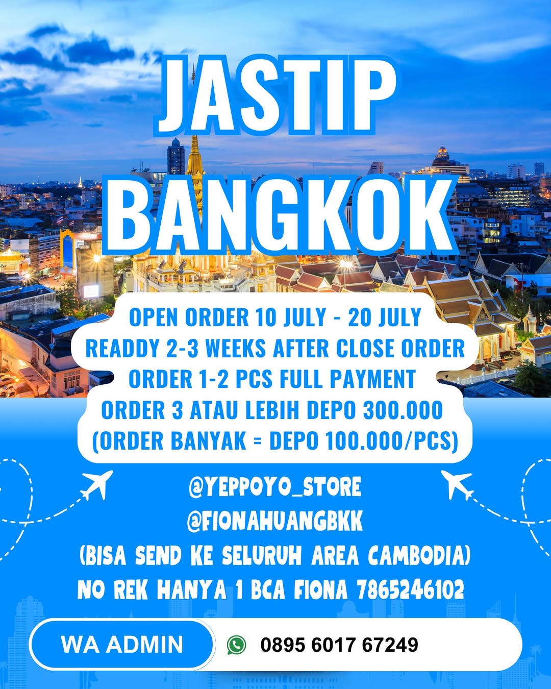 JASTIP BANGKOK @YEPPOYO_STORE @FIONAHUANGBKK
#JASTIPBANGKOK #JASTIPBKK #POBKK #POBKKMEDAN #JASTIPBKKMEDAN