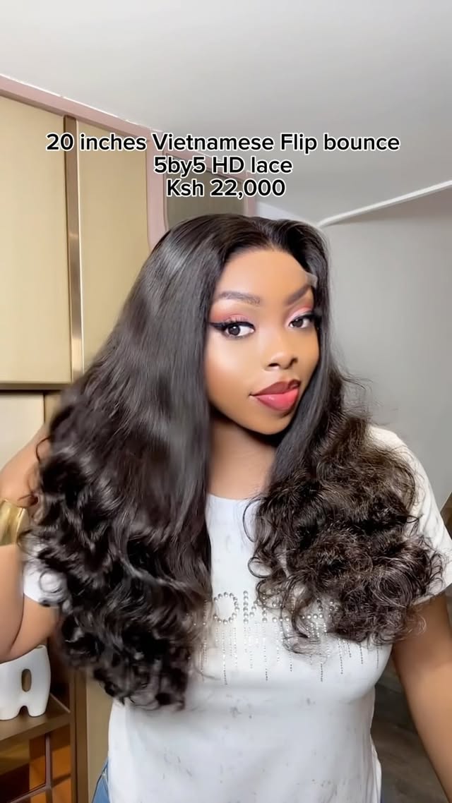 Y’all loved the frontal version of this. We now have it in 5by5 HD lace which of course you can wear completely glueless
🌸Hair can be dyed , permed , bleached
🌸Can be curled
🌸You can part anywhere on the closure , do a C-cut , mid part .
Visit us at Hison Plaza 2nd floor room 201 , Biashara Street to feel texture and shop . You can also order online via IG or whatsapp numbers in bio