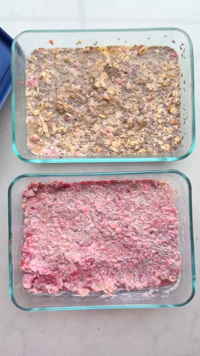 Less than 2 minutes of prep work and less than $2 per serving, and you have breakfast that’s that’s full of protein and fiber ready for you in the fridge! 🍓🍌 If you haven’t already tried my @oathoats, it will save your mornings! Comment link to try it!