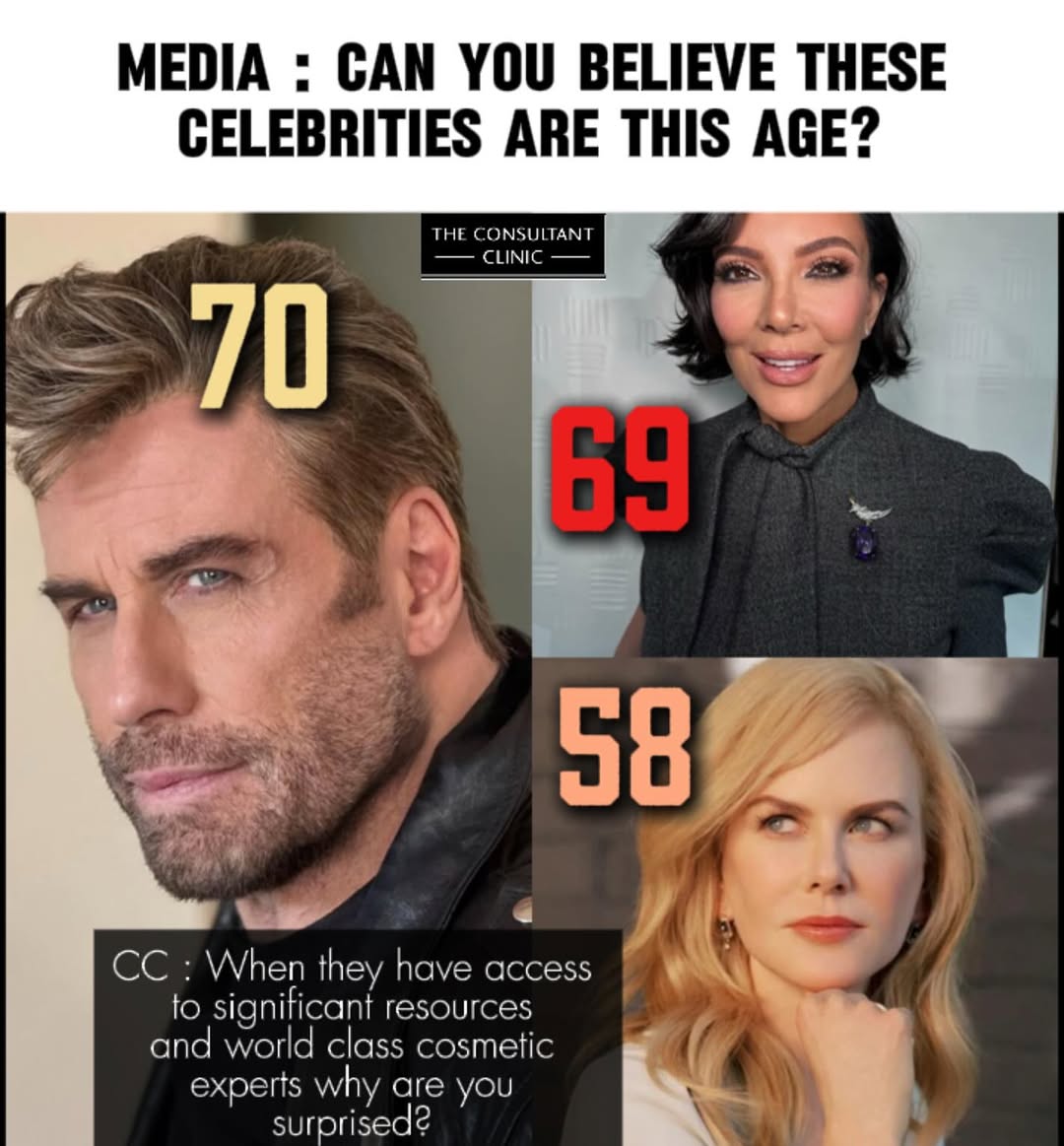 Celebrities looking incredible at 60+? Not magic. Not just “hydration and sleep.” It’s access—to the best surgeons, injectors, nutritionists, trainers, treatments, and recommendations.
That doesn’t mean surgery or aesthetics are bad (we love exceptional work when it’s done well), but please don’t hold yourself to celebrity standards.
Aging is normal. It’s human. It’s beautiful. ❤️
If you want to enhance, that’s a choice — not a comparison.