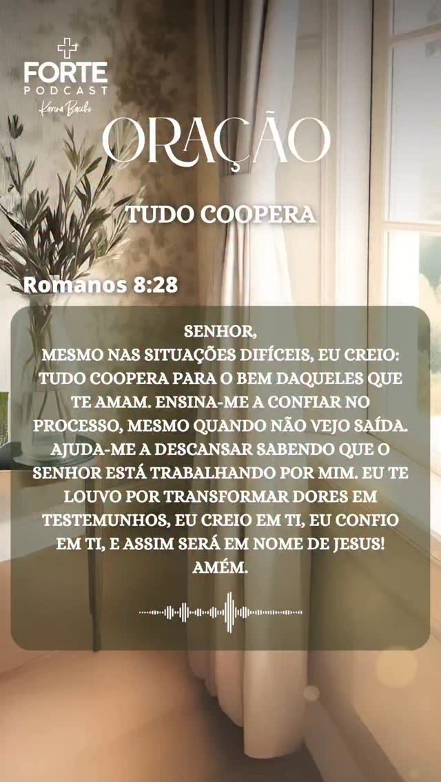 Tudo Coopera: A Promessa Que Te Sustenta
Quando as coisas não fazem sentido, lembre-se: Deus está no controle. Todas as circunstâncias, boas ou difíceis, trabalham juntas para o seu bem. Essa é uma promessa firme para quem ama a Deus e confia em Seu propósito.
Não importa o caos ao redor, Ele escreve sua história com sabedoria e poder. Sua dor não é em vão; cada desafio está preparando uma grande vitória. Entregue a Ele seus medos, e permita que Ele transforme sua caminhada.
Hoje, firme sua fé nessa verdade: tudo coopera o melhor está por vir.
Marque alguém que precisa ouvir isso e deixe nos comentários: “Eu confio que tudo coopera para o meu bem!”
Vamos juntos espalhar essa esperança e fortalecer nossa caminhada em Deus!
Qual área da sua vida você está confiando a Ele hoje?
Se essa oração tocou profundamente seu coração compartilhe com alguém que está precisando dessa oração, seja luz na vida de alguém hoje em nome de Jesus 🙏🏻🙌🏻❤️🔥