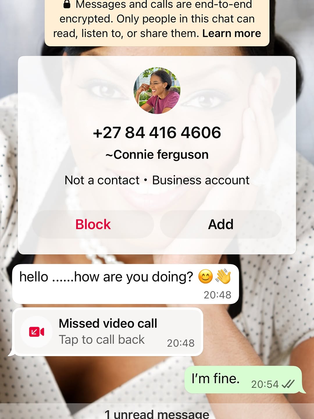 Time for a short story…
Slide 1: I get a WhatsApp message and a missed video call from a “Connie Ferguson”
Slide 2: The number shows as belonging to a Madonsela on Truecaller.
Slide 3: The IMPOSTER video calls, and I record with my other phone! Pardon the shoddy camera work. I wasn’t sure what to expect and I didn’t want them to see my face in case they drop off too quickly!🤷🏽♀️
Slide 4: After a few seconds they drop the call and texted “you saw me right?”👀
Slide 5: A live workout session during Covid that I posted on my @iconniecfit page! That is the exact video used in this particular video call!
I think the moral of the story here is very clear and self explanatory!🥹
SCAMMERS ARE DOING THE MOST! Be vigilant! I DO NOT offer any investment opportunity business! Thieves are AI now to convince you that they are whoever they say they are! Do not easily part with money you worked so hard for! If it’s too good to be true it usually is! Have you never asked yourself why they are the ones that always have to call you and you can’t call them back? Don’t be manipulated into losing your common sense because times are hard.🙏🏾 Again, IF IT SOUNDS YOO GOOD TO BE TRUE, IT USUALLY IS!