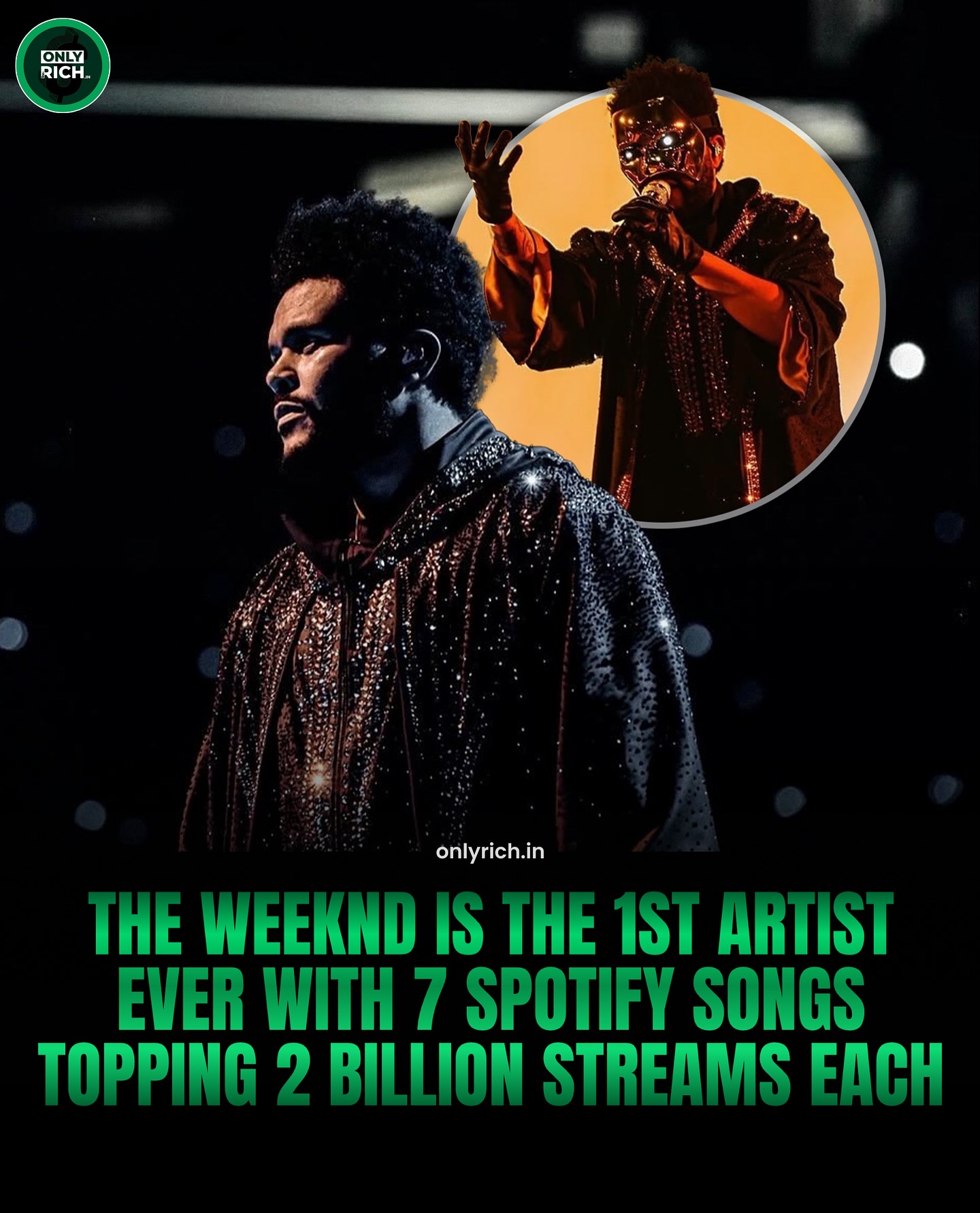 The Weeknd just set another streaming milestone — now the only artist with seven songs surpassing 2 billion plays on Spotify
“Blinding Lights,” “Starboy,” “Die For You,” “The Hills,” “Save Your Tears,” “Call Out My Name,” and the latest entry, “I Feel It Coming,” all join that elite club.
With 27 tracks now over 1 billion streams, he remains the undisputed king of Spotify’s Billions Club.
#TheWeeknd #SpotifyRecords #StreamingKing
