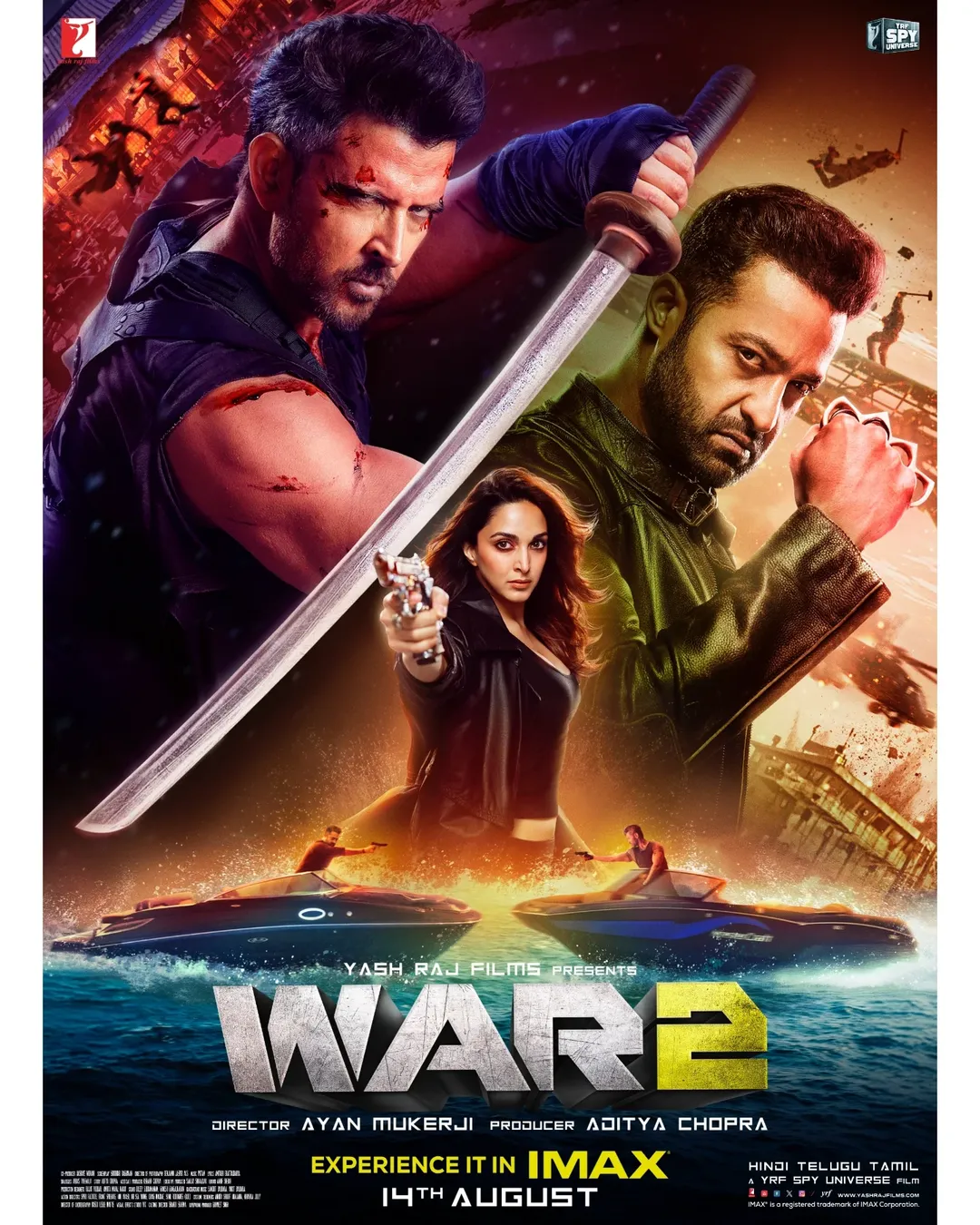 The biggest showdown of the year loading... 💥 #30DaysToWar2
#War2 only in theatres from 14th August.
Releasing in Hindi, Telugu and Tamil.
#YRFSpyUniverse