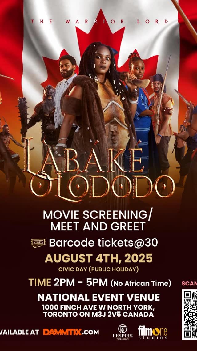 Canada Premiere are you ready 🎥
Get ready for the epic premiere of "Labake OLODODO The Warrior Lord"! 🌟
_Details:_
- Date: August 4th
- Time: 2:30 PM
- Venue: National Event Venue, 1000 Finch Ave W, North York, Toronto, ON M3J 2V5, Canada
- Tickets: Available now (Barcode tickets @ $30)
-
- After-party: 7 PM at the same venue (SCREENING, MOVIE PREMIERE, MEET AND GREET)
_Produced by:_ @fesprisproduction @filmonestudios
_Executive Producers:_ @iyaboojofespris @filmonestudios @abazee_productions @alabaultimate
_Distributed by:_ @filmoneng
Get your tickets now and be a part of this thrilling event! 🎬 @iyaboojofespris