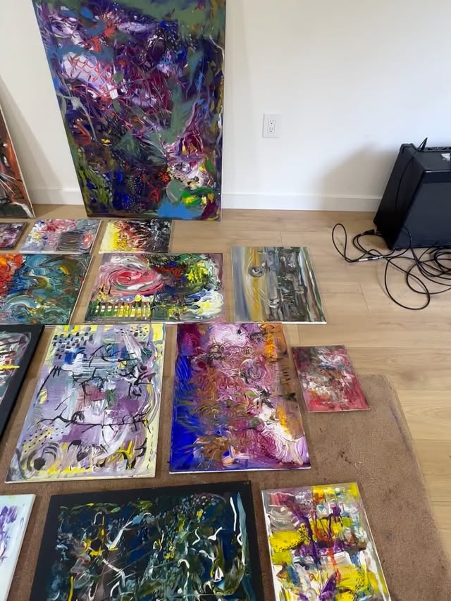 I am getting ready to show ! Which one do I put on that empty space on the wall ? So many to choose from . A journey… A life’s work …A Story… An artists life ! We just keep going … keep showing up … keep sharing even though there is no one listening or looking . All that really matters is Creating ! #abstractexpressionist#songwriterlife#artistlife♥️ #artistlife